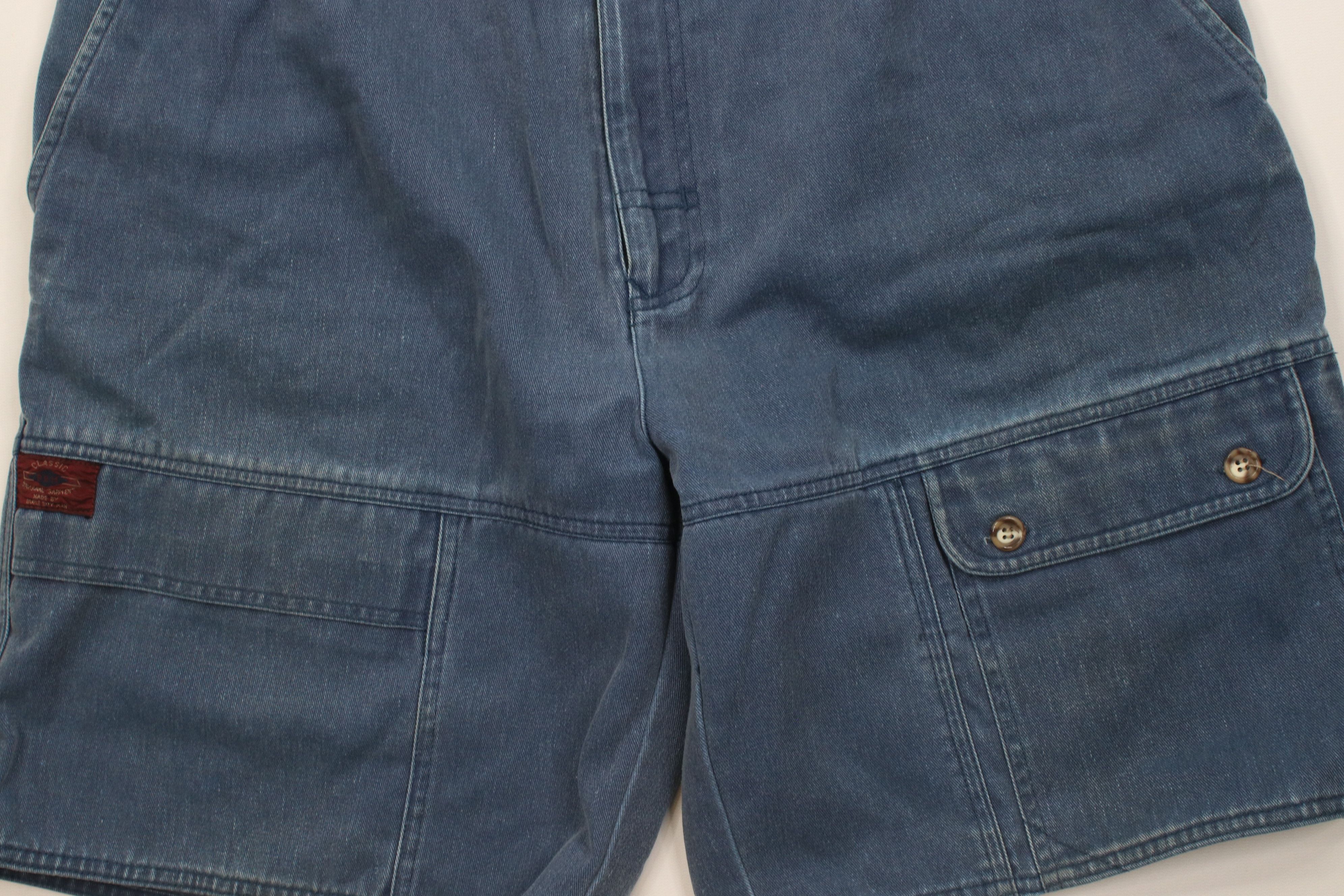 Vintage Vintage 90s Streetwear Stonewash Baggy Cargo Shorts Blue Size US 36 / EU 52 - 3 Thumbnail