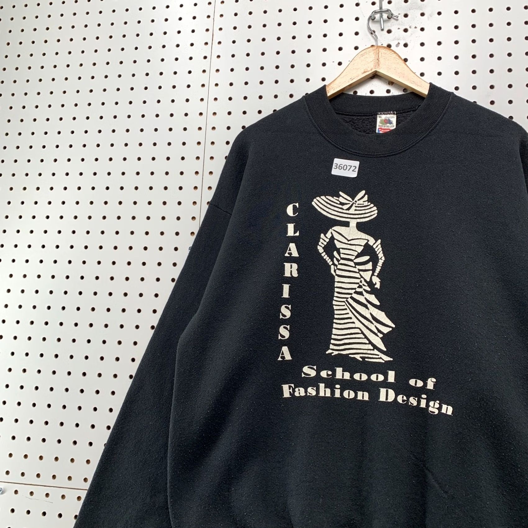 Fruit Of The Loom VINTAGE 90s Clarissa School Of Fashion Design Crewneck Sweatshirt Mens XL Black Graphic Print Nike Size US XL / EU 56 / 4 - 6 Thumbnail
