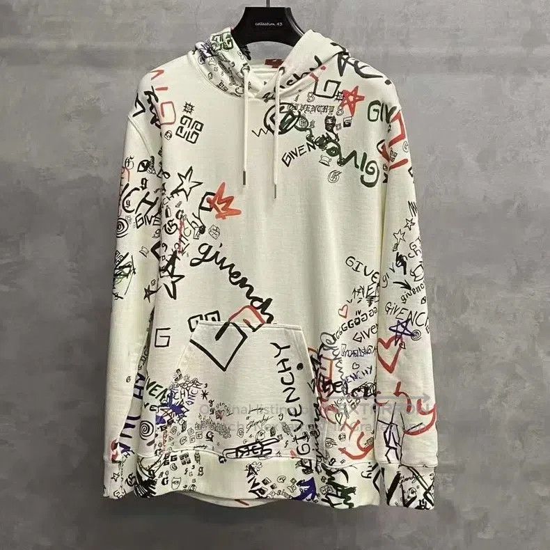 Givenchy Givenchy Beige Graffiti Pattern Logo Hoodie Size US M / EU 48-50 / 2 - 1 Thumbnail