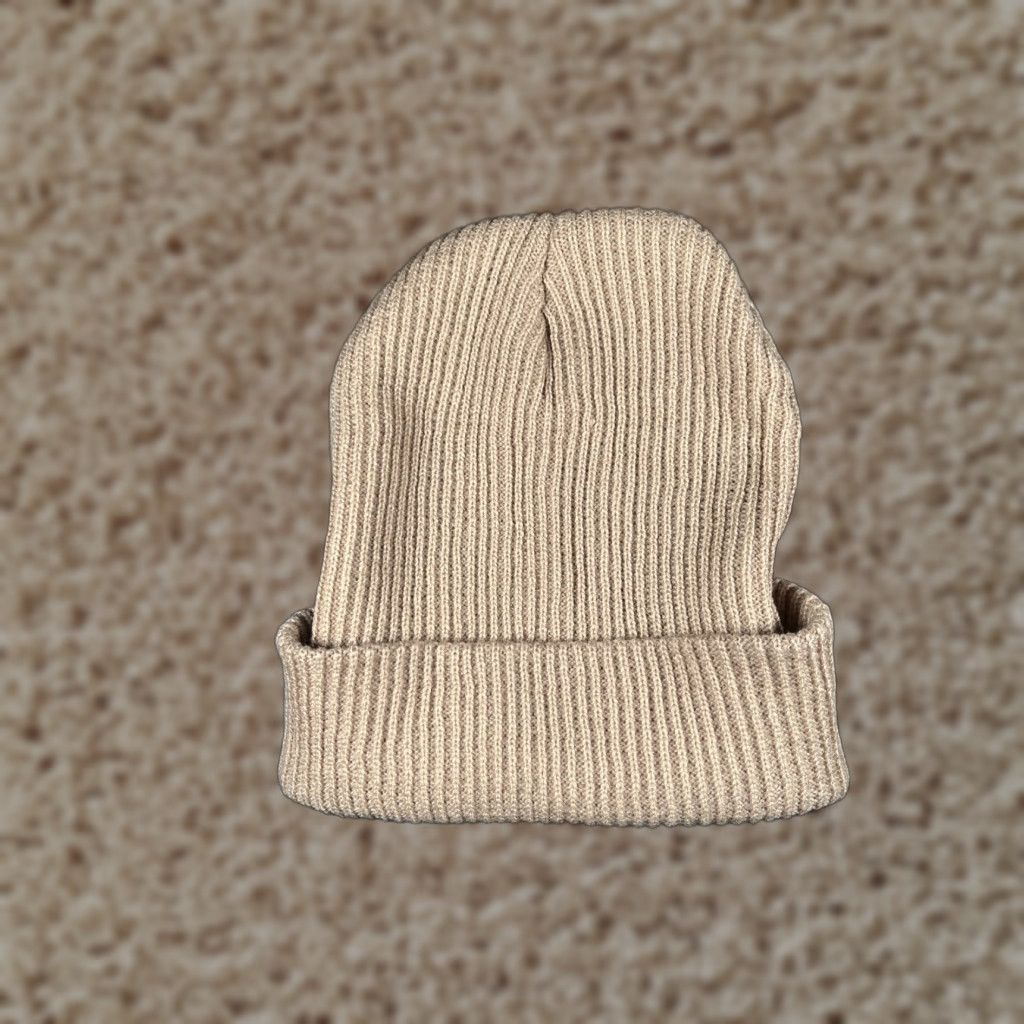 Vintage Beannie Toque Adult One Size Beige Knit 100% Acrylic Embroidered Cuffed Hat/Cap Unbranded Unisex Adults Beanie Size ONE SIZE - 1 Thumbnail