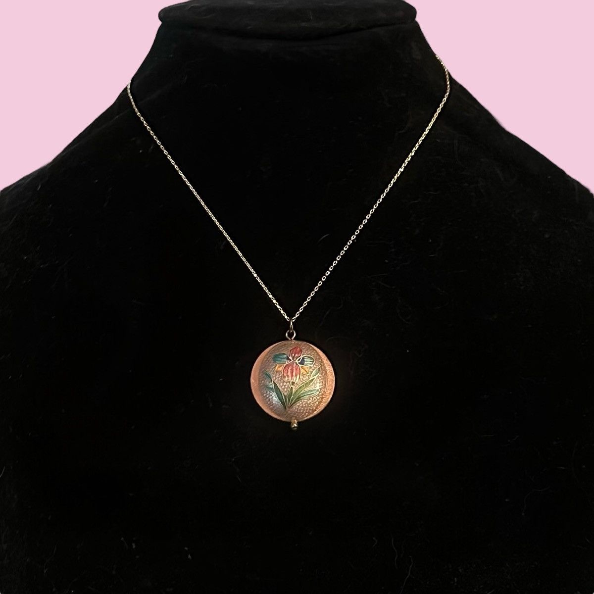 Vintage Vintage cloisonné Lilly pendant necklace Size ONE SIZE - 1 Thumbnail