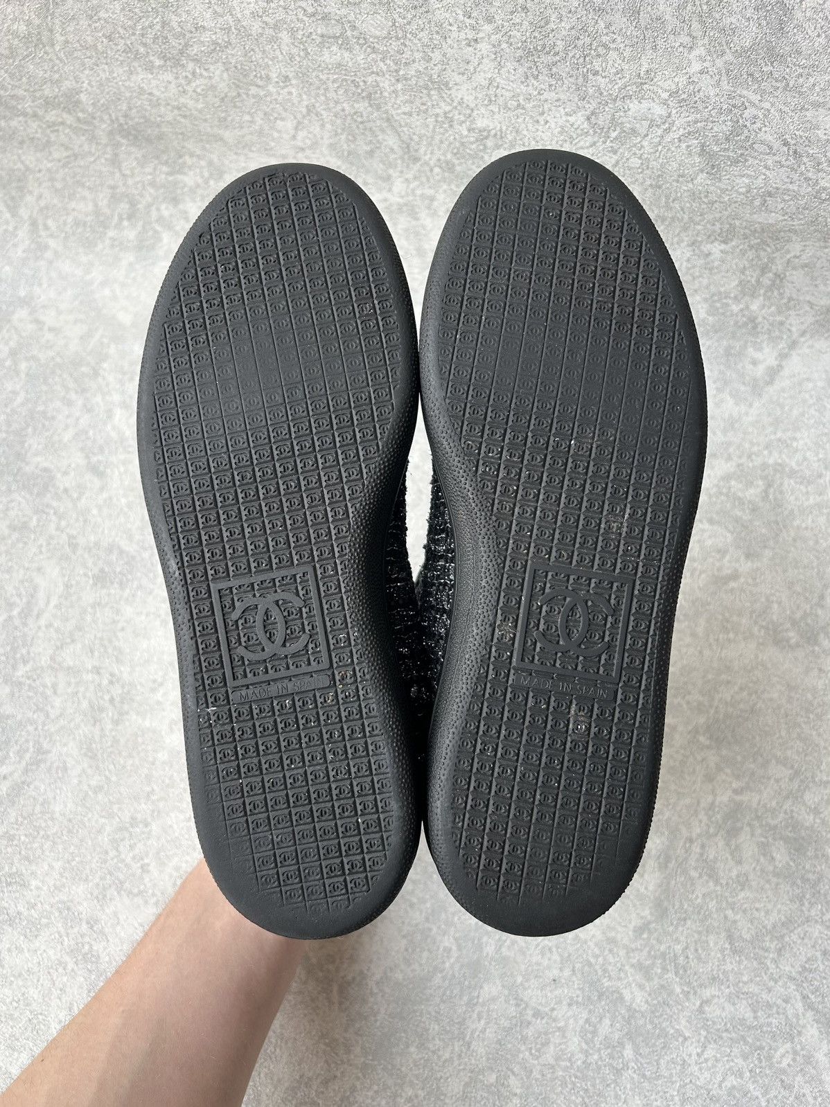 Chanel Chanel Coco Mark Black Tweed Sneakers Size US 8 / IT 38 - 9 Thumbnail