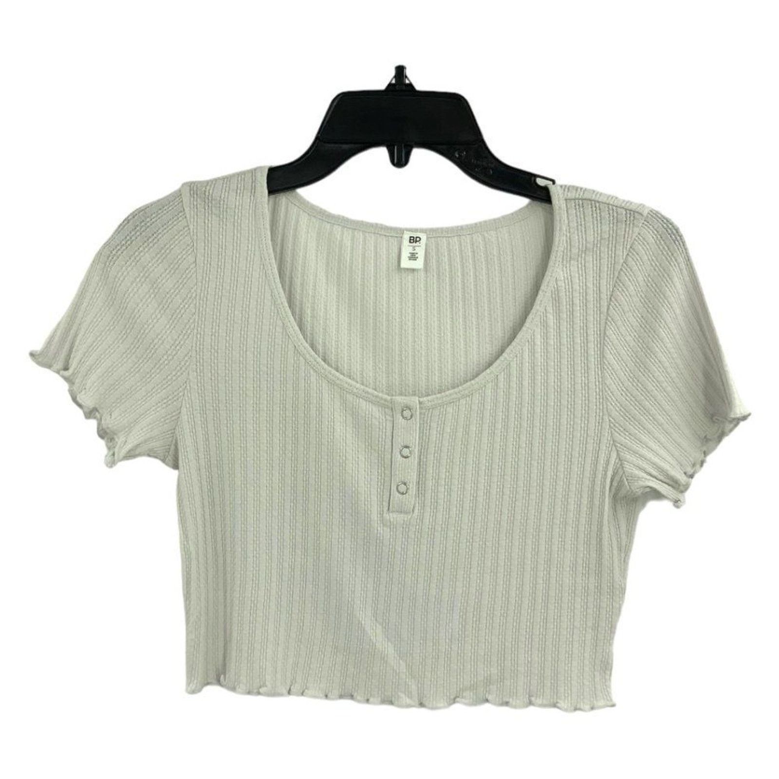 Other Bp. Pointelle Rib Crop Henley In Gray Size Small Size S / US 4 / IT 40 - 1 Thumbnail