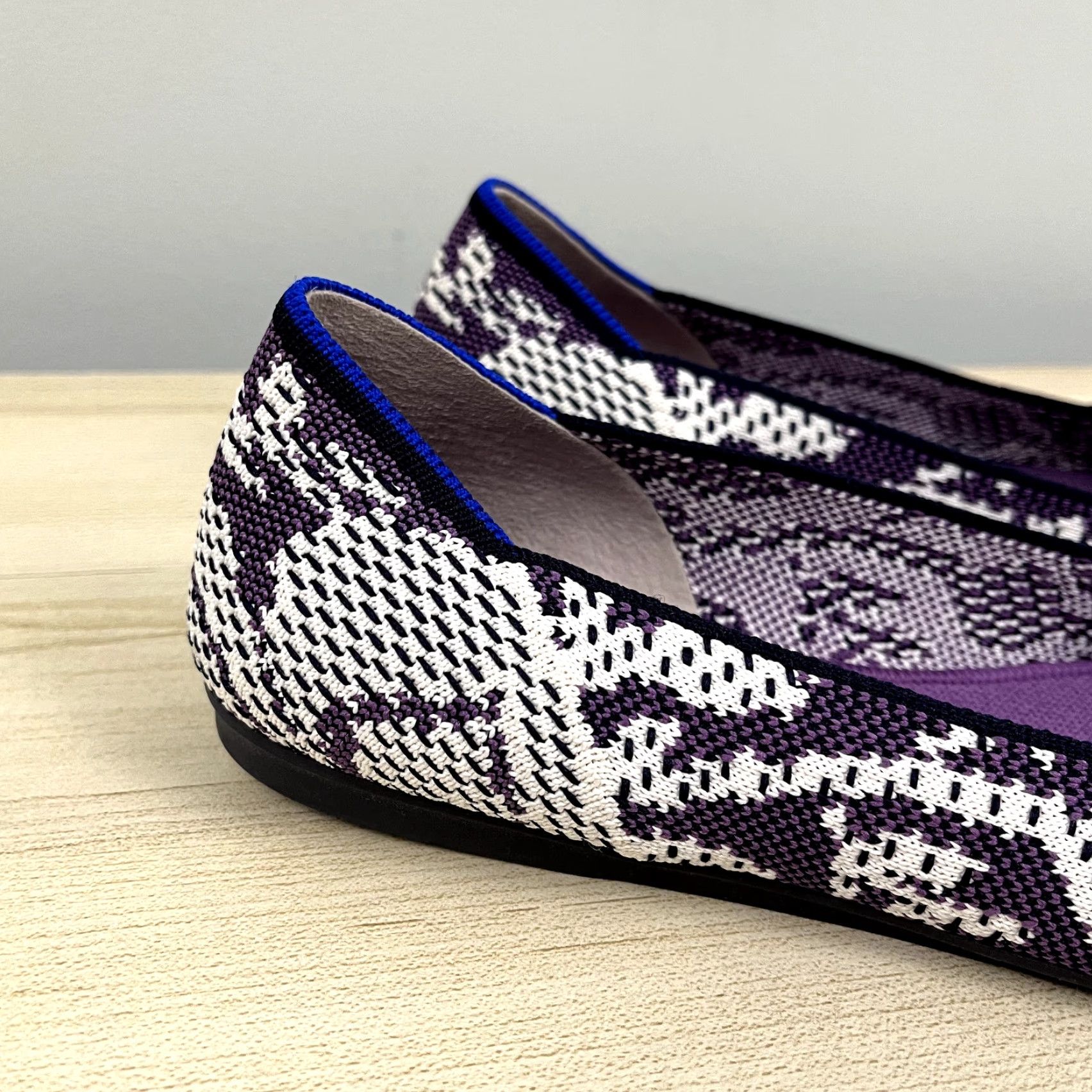 Vintage ROTHYS Ballet Flat Women 8.5 Wisteria Purple White Round Toe Slip On Career Casual Workwear Size US 5 / IT 35 - 3 Thumbnail