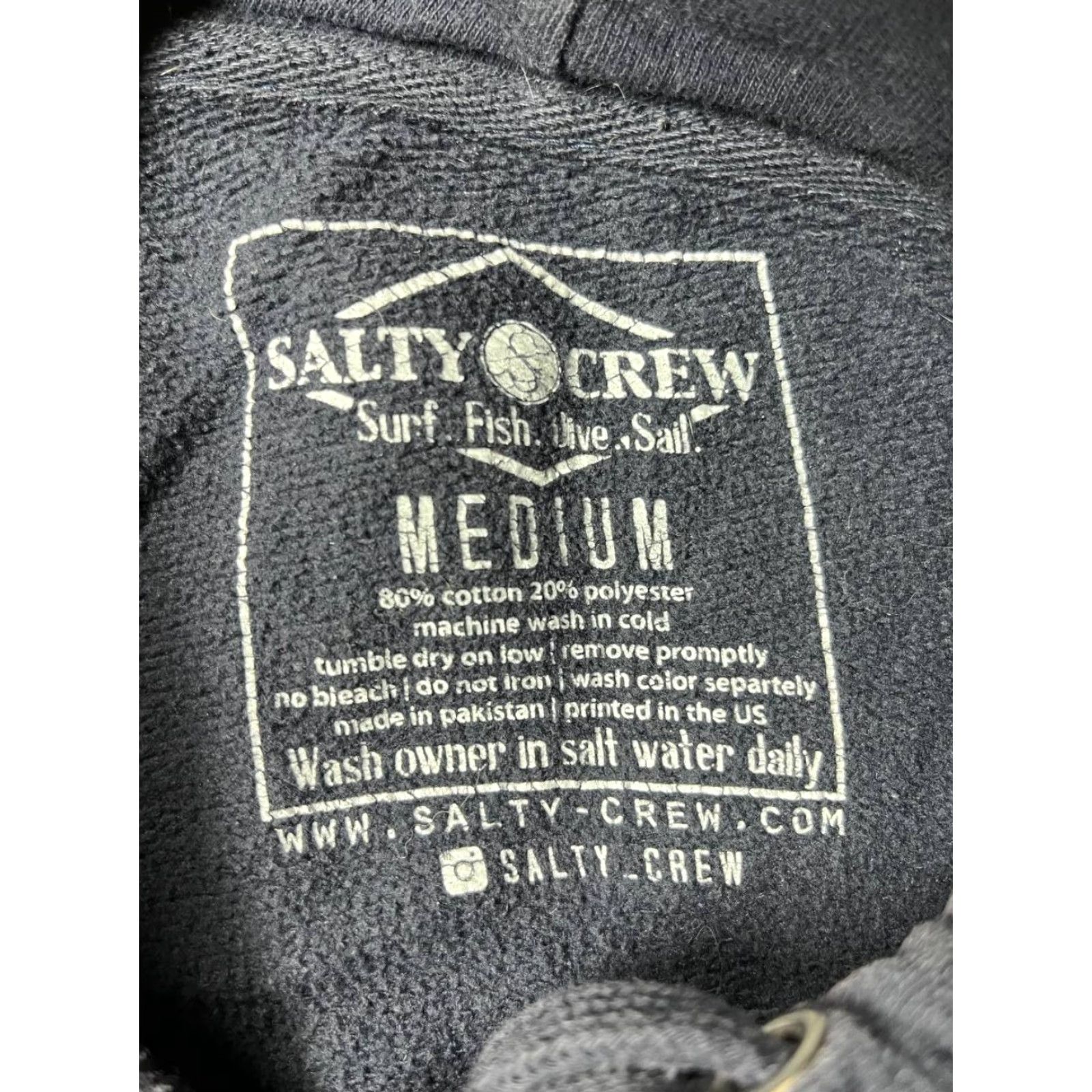 Vintage Salty Crew Hoodie Long Sleeve Chasing Tail Size M Blue Canvas Logo | Men | Regular Fit Size US M / EU 48-50 / 2 - 6 Thumbnail