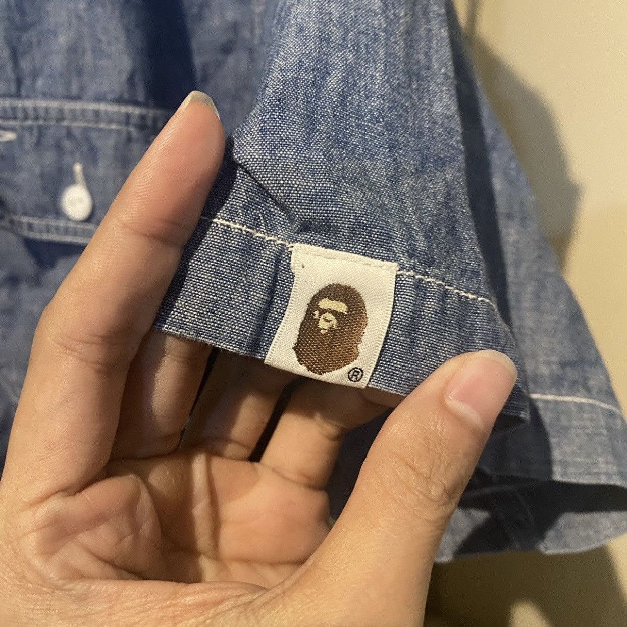Bape Bape A Bathing Ape Rare Selvedge Chambray Denim Work Shirt Size US L / EU 52-54 / 3 - 8 Thumbnail