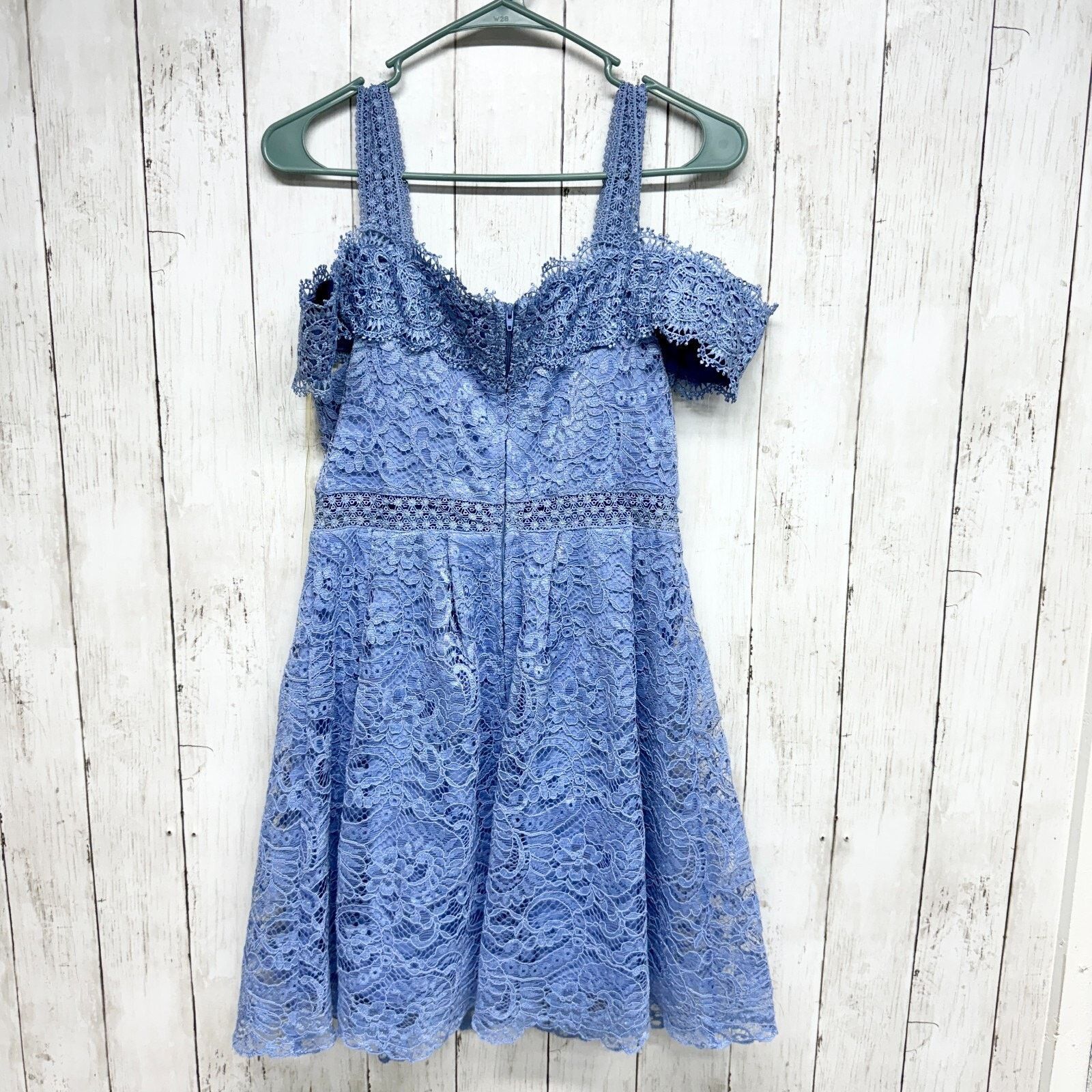 Other Francescas M Periwinkle Blue Lace Off Shoulder Mini Dress Size M / US 6-8 / IT 42-44 - 6 Thumbnail