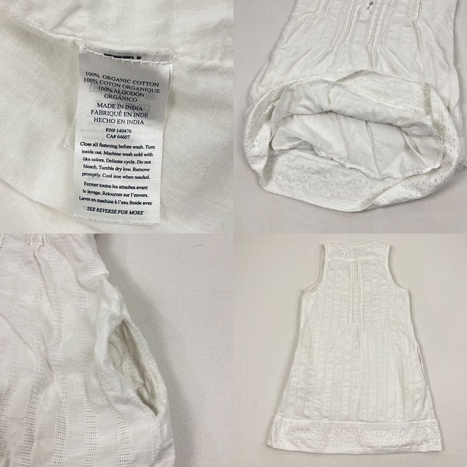 Faherty Faherty Isha Eyelet Dress Womens M White Organic Cotton Gauze Mini Pockets Boho Size M / US 6-8 / IT 42-44 - 8 Thumbnail