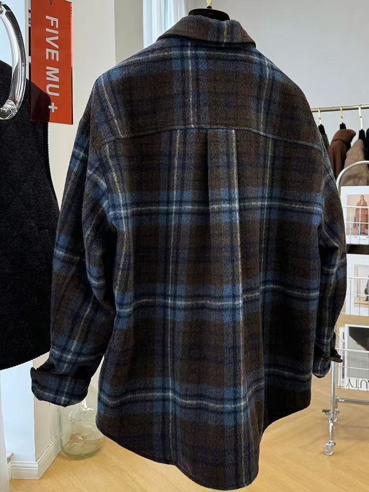 Vintage Brown-and-blue checkered wool shirt Size US L / EU 52-54 / 3 - 2 Thumbnail