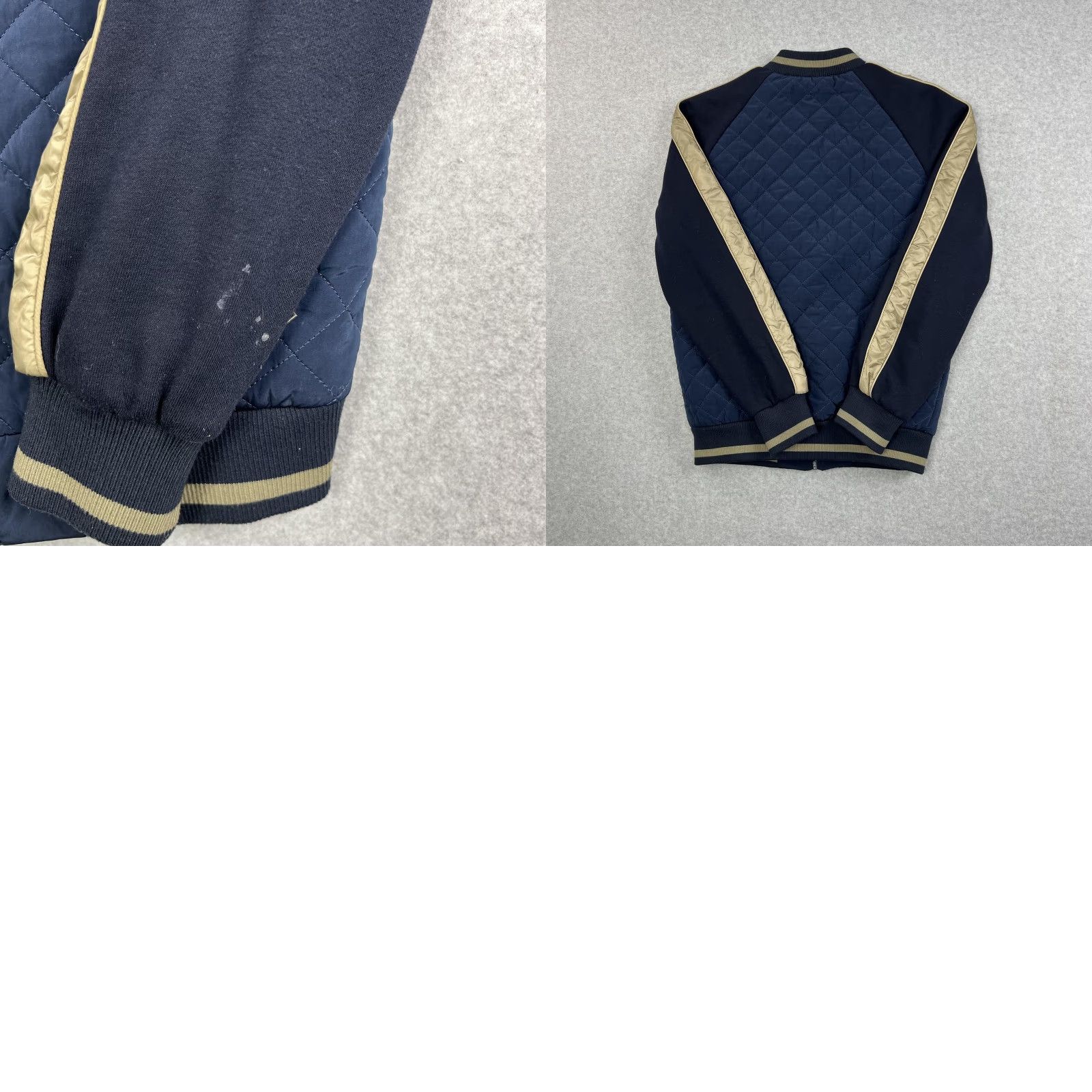 Desigual Desigual Jacket Mens Small Blue Navy Quilted Bomber Full Zip Gold Stripe Pockets Size US S / EU 44-46 / 1 - 9 Thumbnail