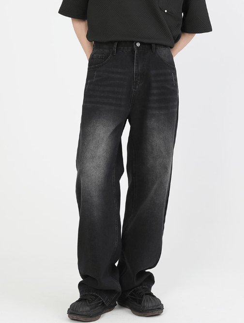 Japanese Brand Washed distressed loose slim retro all-match straight jeans Size US 32 / EU 48 - 1 Thumbnail