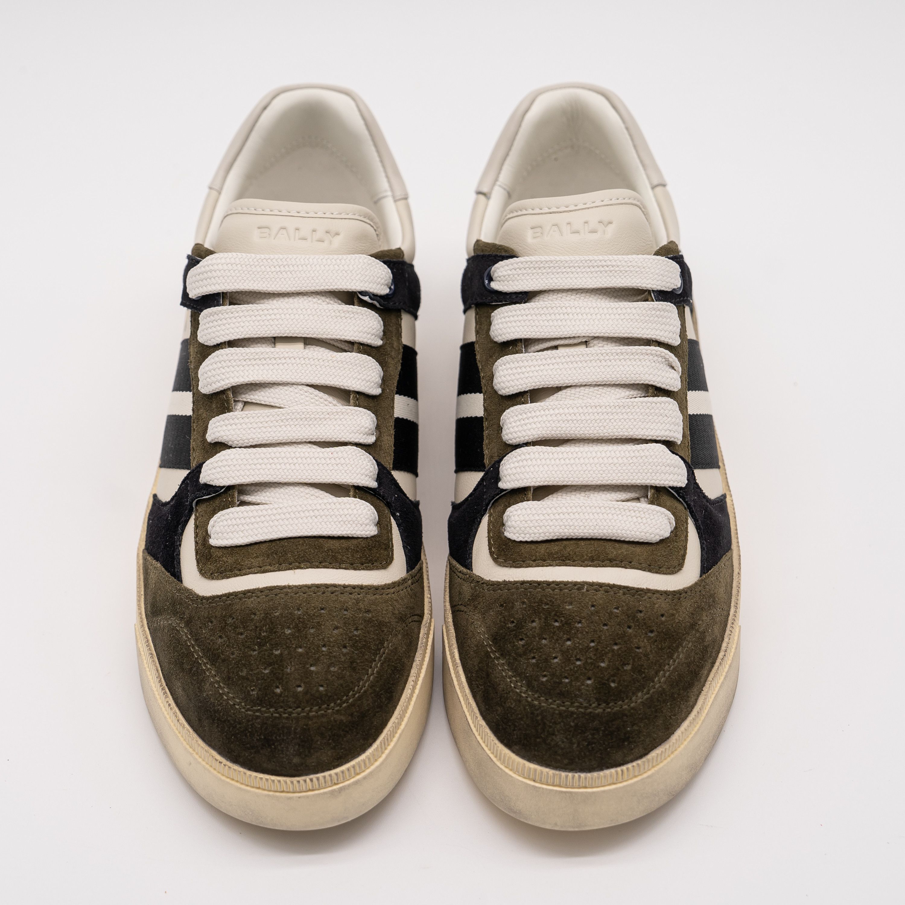 Bally 10.5 Bally Rebby Olive Black White Green Suede Sneakers 9 Size US 10.5 / EU 43-44 - 3 Thumbnail