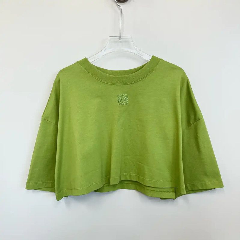 Loewe Loewe Green Cropped T-Shirt for Women 0089 Size XS / US 0-2 / IT 36-38 - 1 Thumbnail