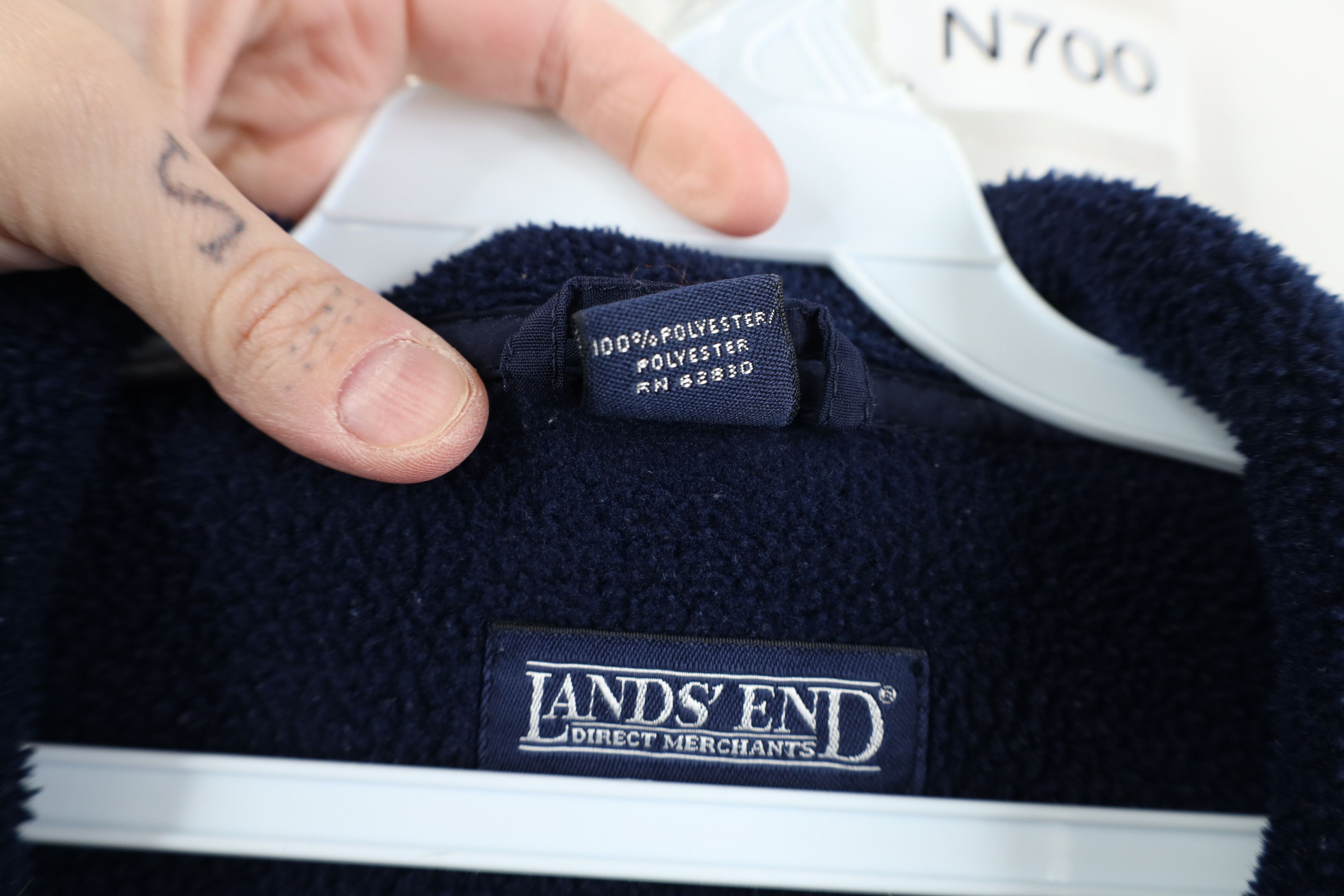 Lands' End Vintage 90s Lands End Blank Full Zip Fleece Jacket Navy Blue Size US XXL / EU 58 / 5 - 5 Thumbnail