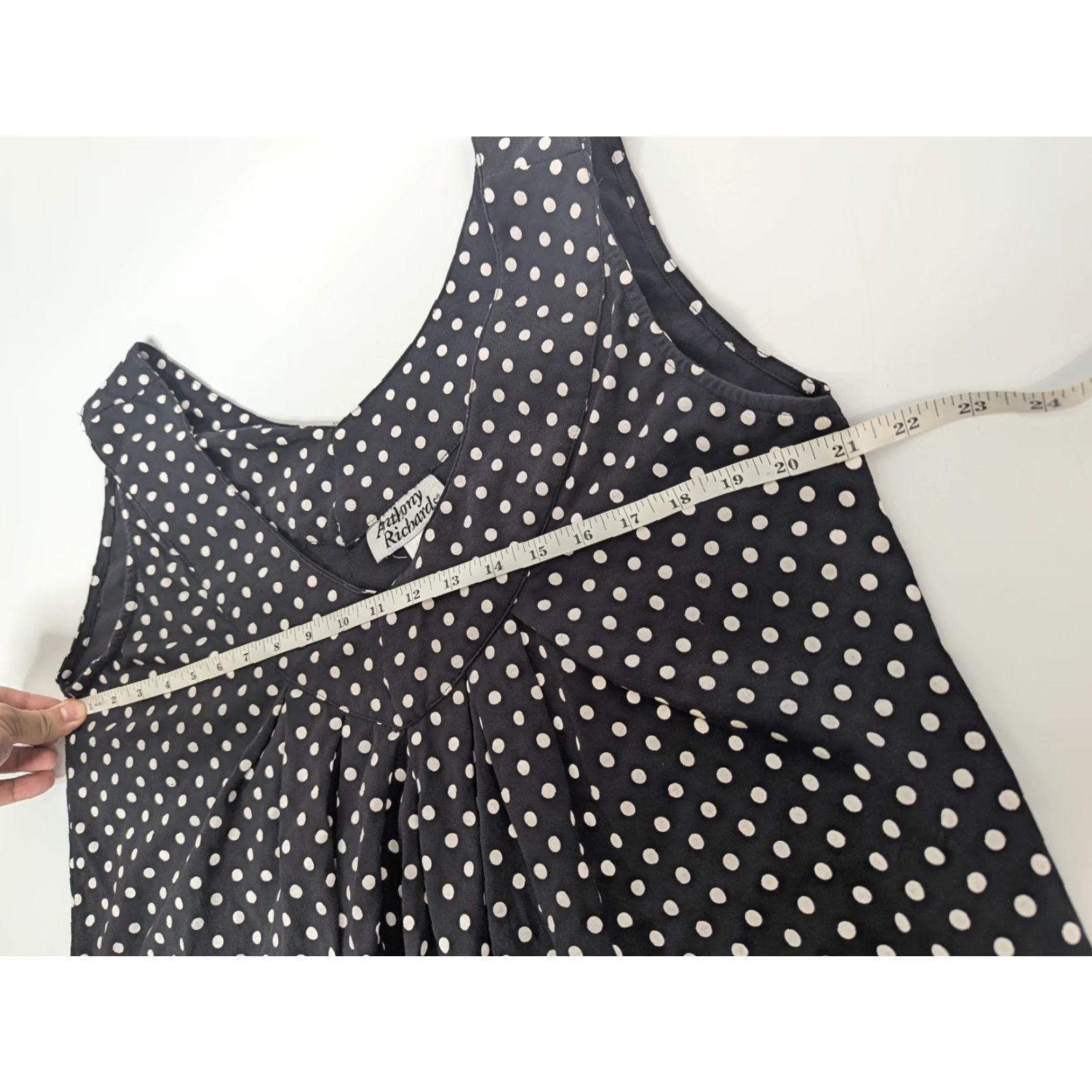 Vintage Anthony Richards V-Neck Polka Dot Black White Sleeveless Long Tunic Women's XL Size XL / US 12-14 / IT 48-50 - 4 Thumbnail