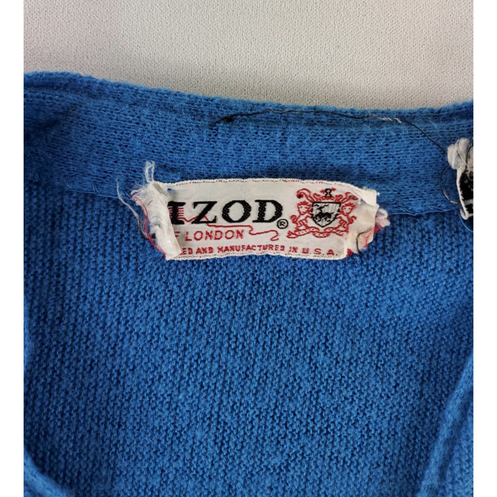 Izod VINTAGE Izod Sweater Cardigan 60s 70s Orlon Acrylic Blue Mens L Size US L / EU 52-54 / 3 - 2 Thumbnail