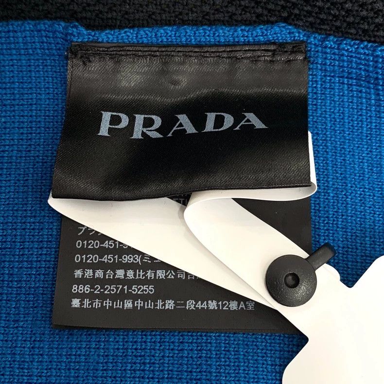 Prada Prada Logo offset printing blue wool knitted sweater 2501-N Size US M / EU 48-50 / 2 - 7 Thumbnail