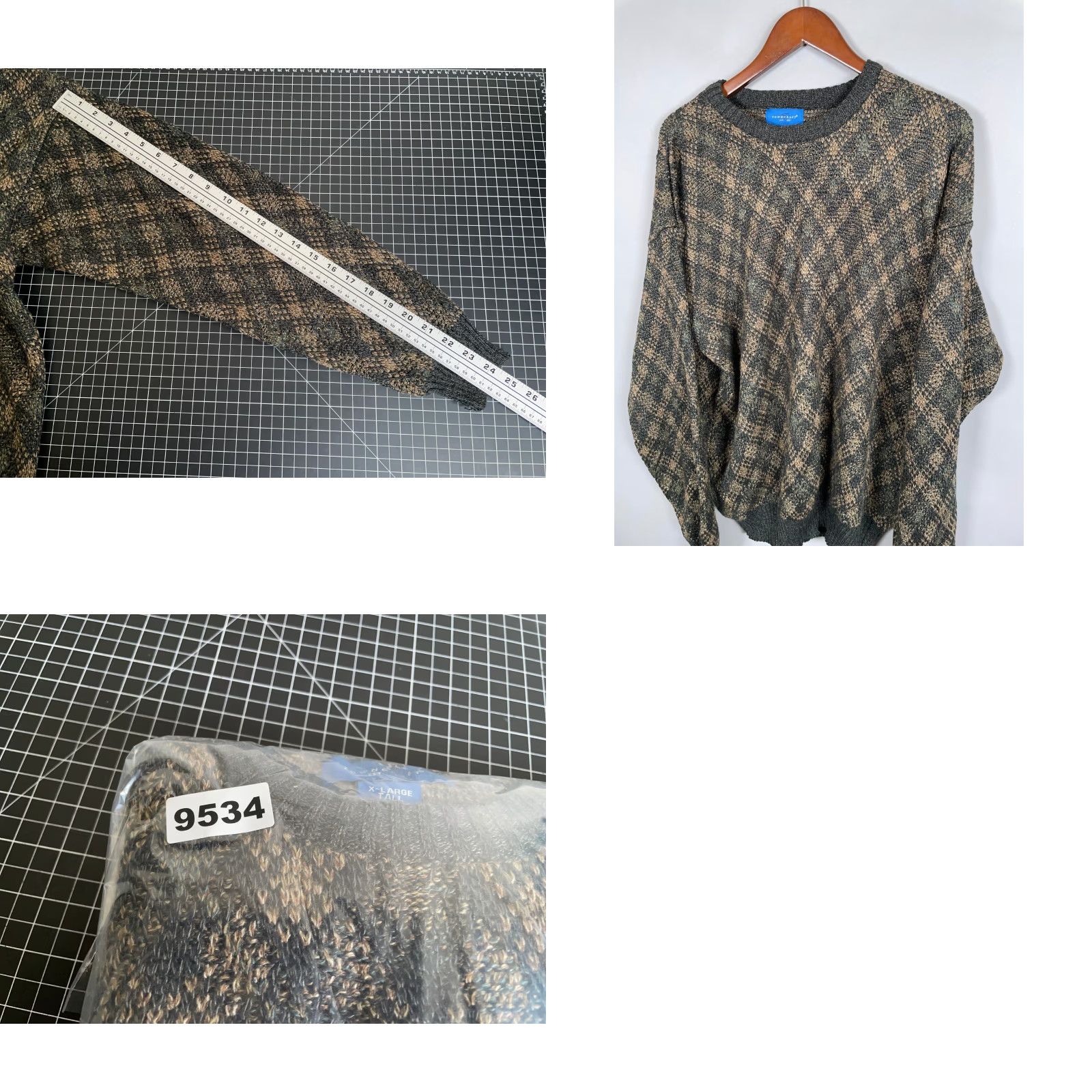 Vintage VINTAGE TownCraft Men's Sweater Adult XL Tall Knit Pullover 90s Diamond Pattern Retro Casual Size US XL / EU 56 / 4 - 8 Thumbnail