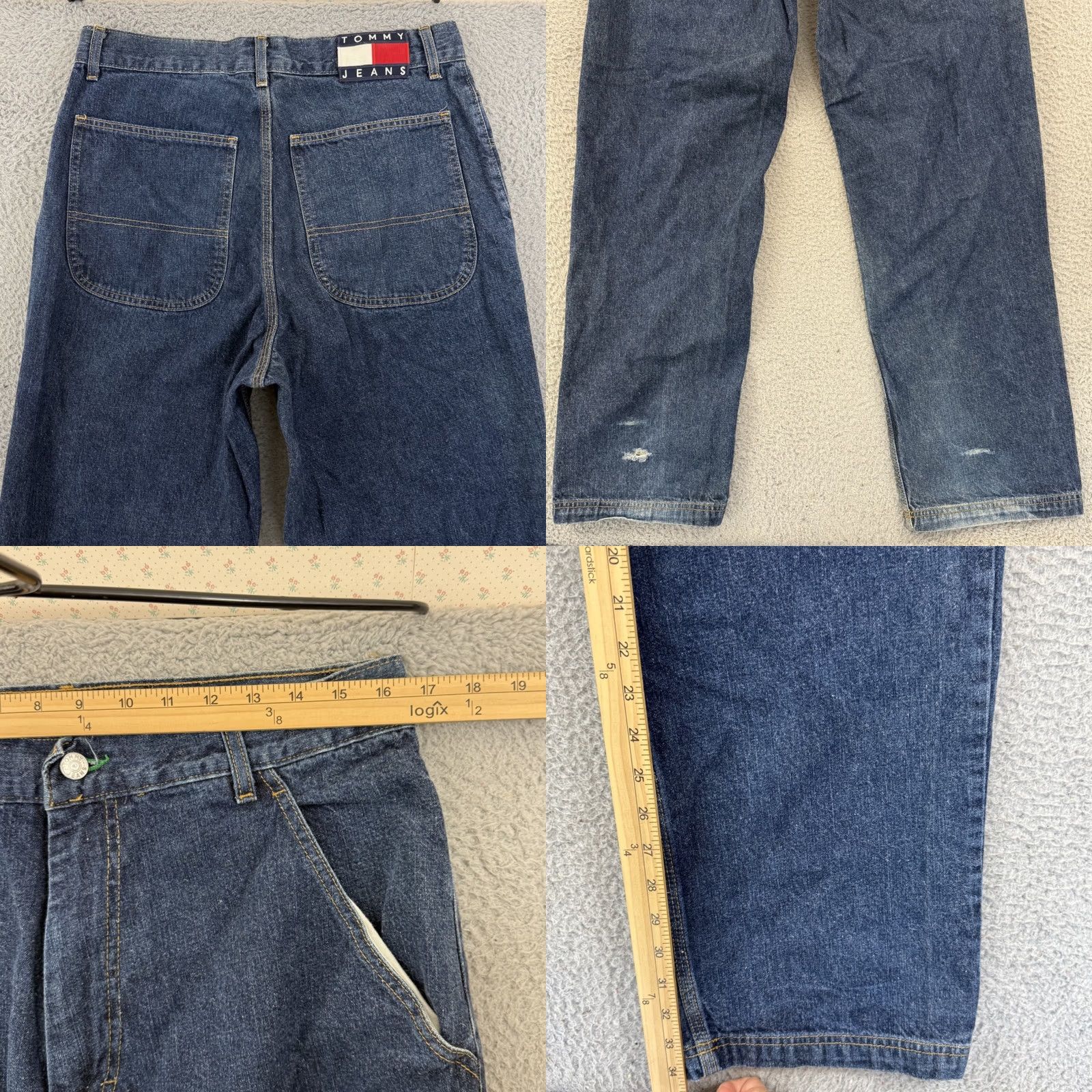 Tommy Hilfiger VINTAGE Tommy Hilfiger Jeans Mens 33x34 Denim Wide Leg 90s Baggy Loose Fit USA Size US 33 - 8 Thumbnail
