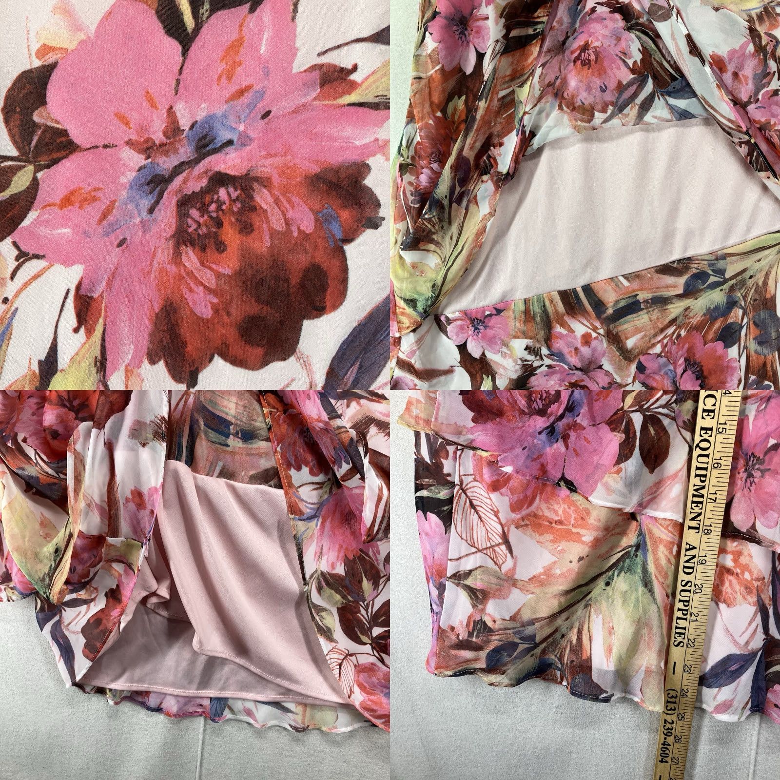 Vintage Draper's & Damon's Skirt Midi Floral Pink Ruffle Maxi Elastic Waist Pull On Women 12 14 Chiffon Lightweight Casual Vintage No Size 34" / US 12 / IT 48 - 8 Thumbnail
