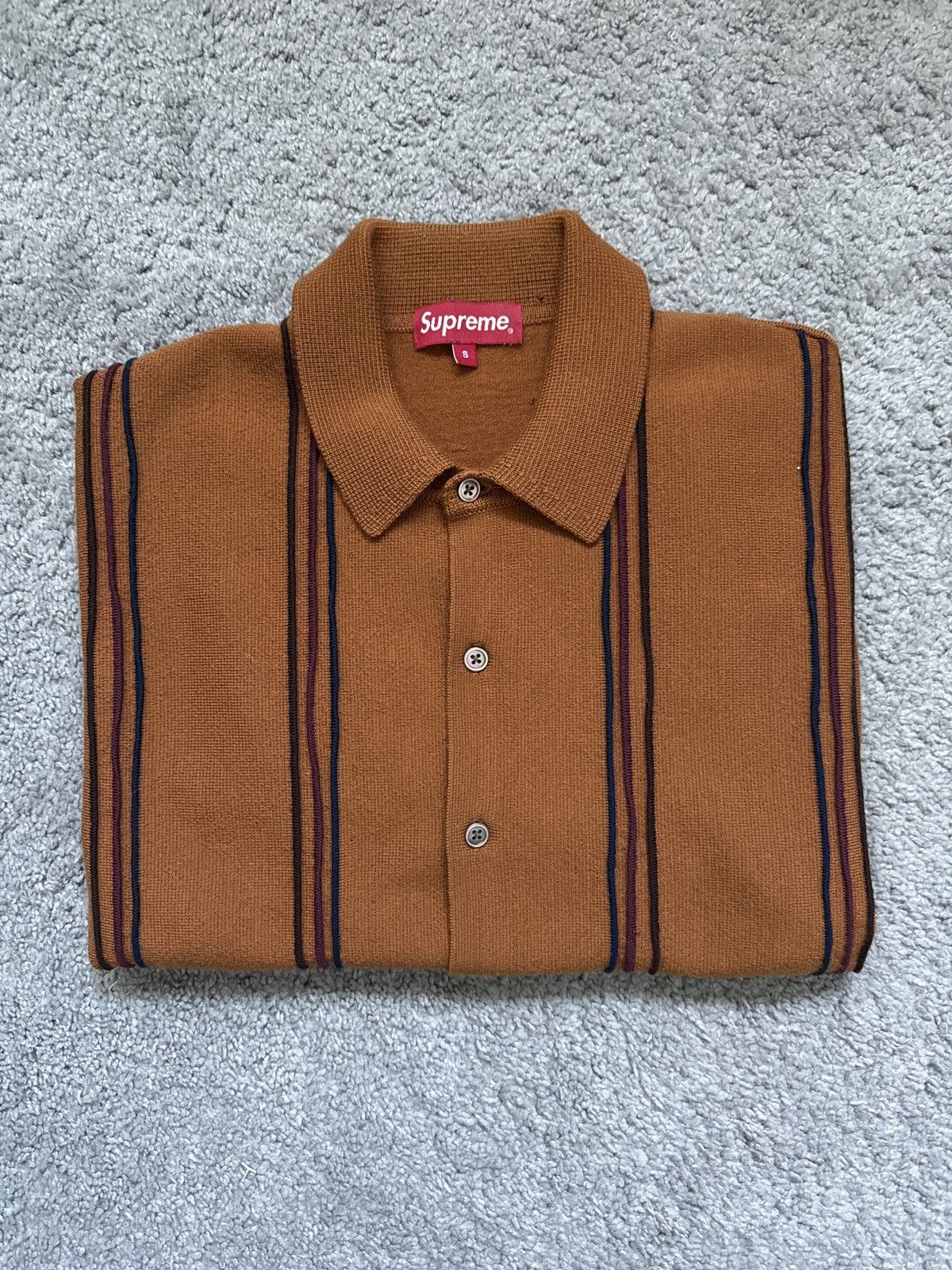 Supreme Striped Polo Sweater | Grailed