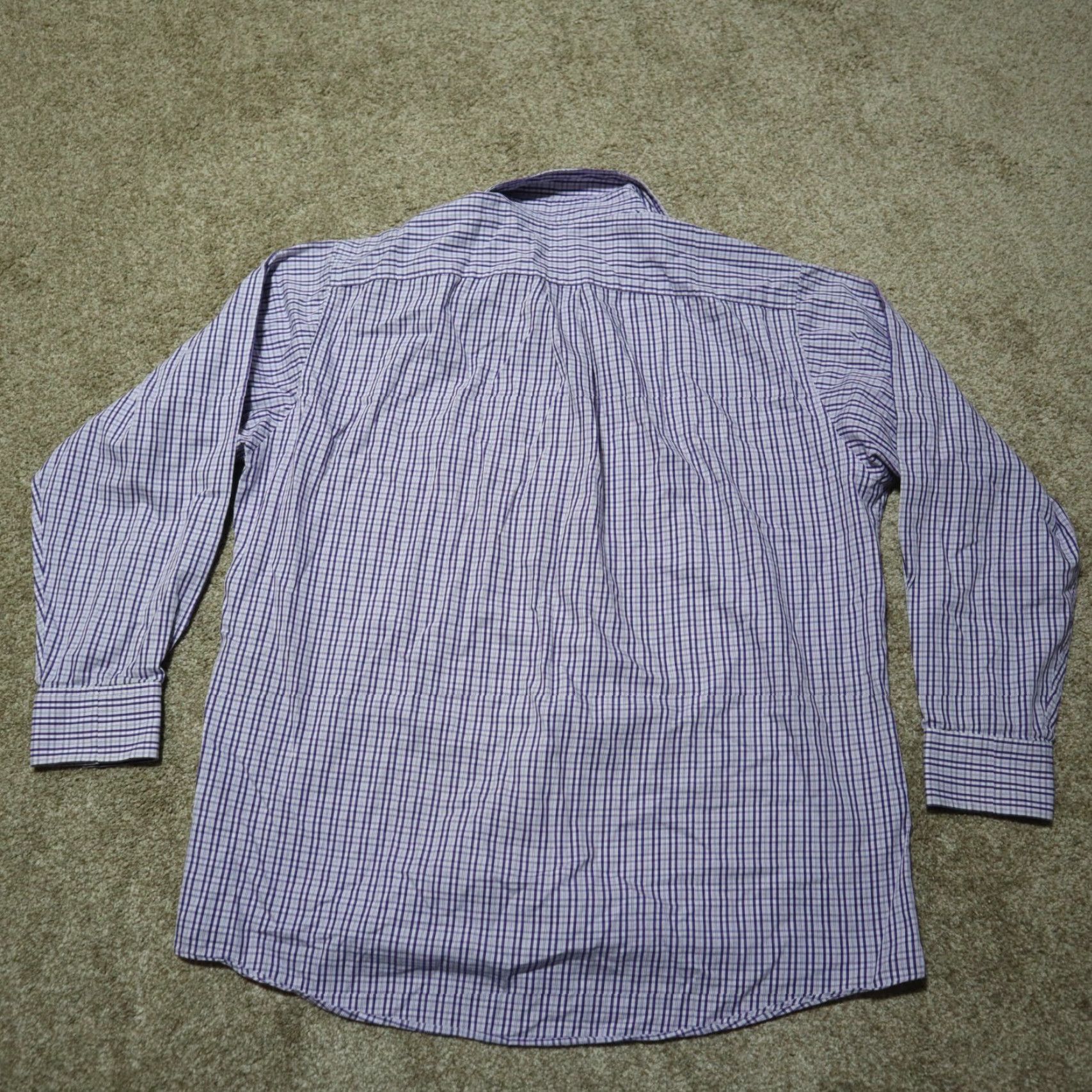 Michael Kors VINTAGE Michael Kors Men's Casual Cotton Check Button-Down Shirt Long Sleeve Size 17 Purple Size 46R - 7 Thumbnail