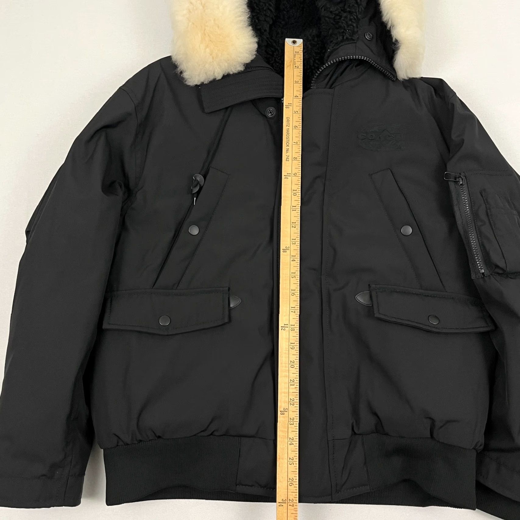 Coach Coach Jacket Parka Mens M Black Hooded Short Parka Puffer Shearling Lined Coat Casual, Travel, Workwear Logo Zipper Embroidered Wool? No. Size US 31 - 5 Thumbnail