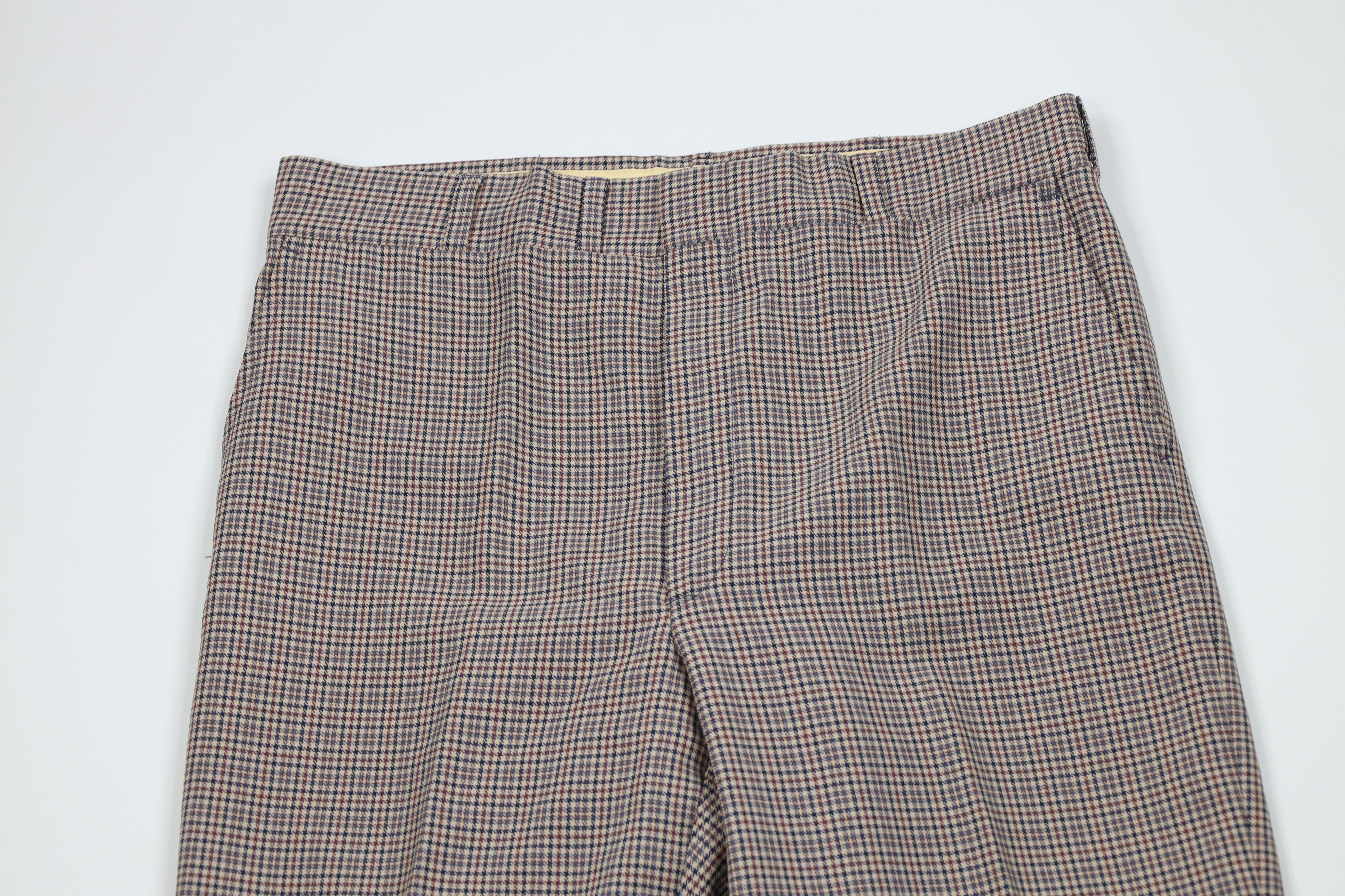 Vintage Vintage 70s Streetwear Plaid Knit Bell Bottoms Chino Pants Size US 34 / EU 50 - 2 Thumbnail
