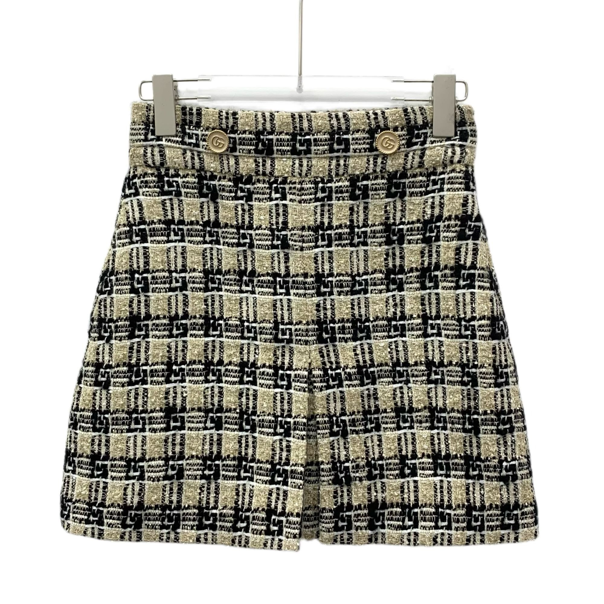 Gucci Gucci Womens Tweed Mini Skirt Size 36 Black & Gold Checkered Size 36" / US 14 / IT 50 - 2 Thumbnail
