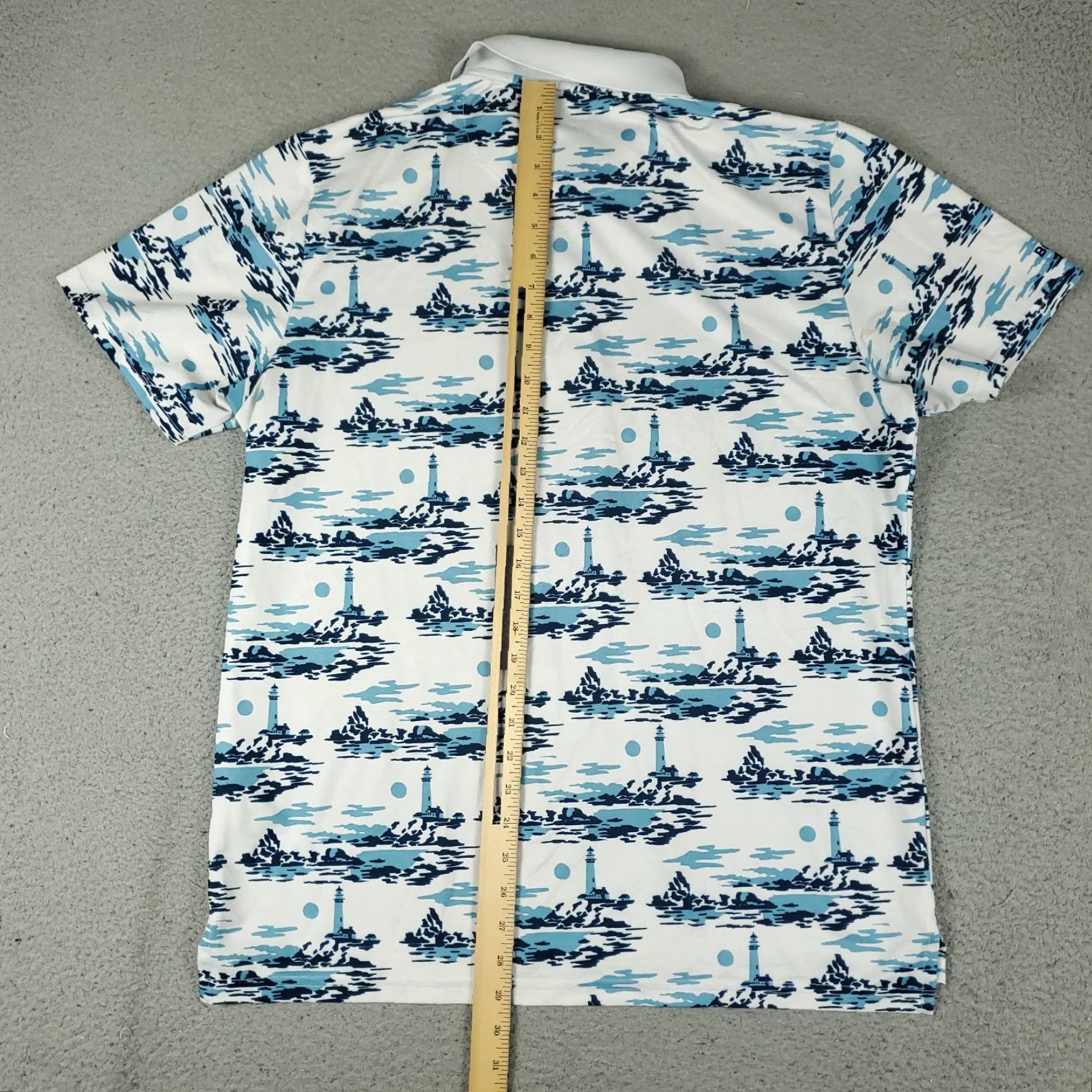 Bonobos Bonobos Polo Shirt Mens Large Blue White Lighthouse Print Slim Fit Short Sleeve Size US L / EU 52-54 / 3 - 3 Thumbnail