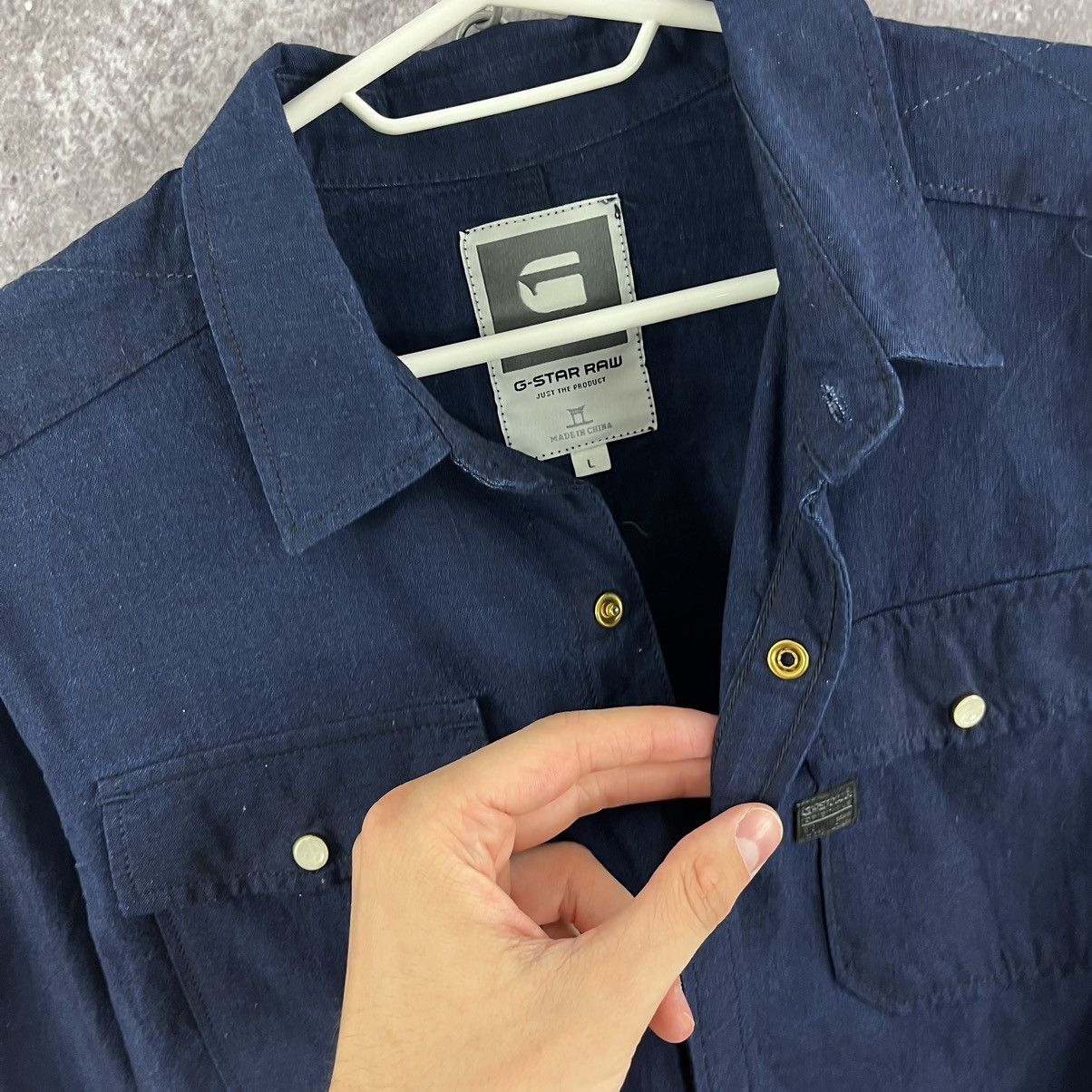 G-Star G-Star Raw Shirt Long Sleeve Button Snaps Navy Size L Size US L / EU 52-54 / 3 - 9 Thumbnail