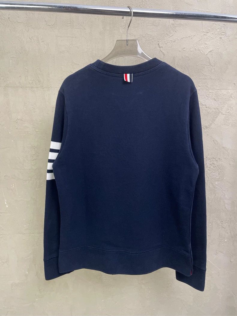 Thom Browne Thom browne Dark blue four-striped round-neck sweatshirt 25 Size US L / EU 52-54 / 3 - 2 Thumbnail