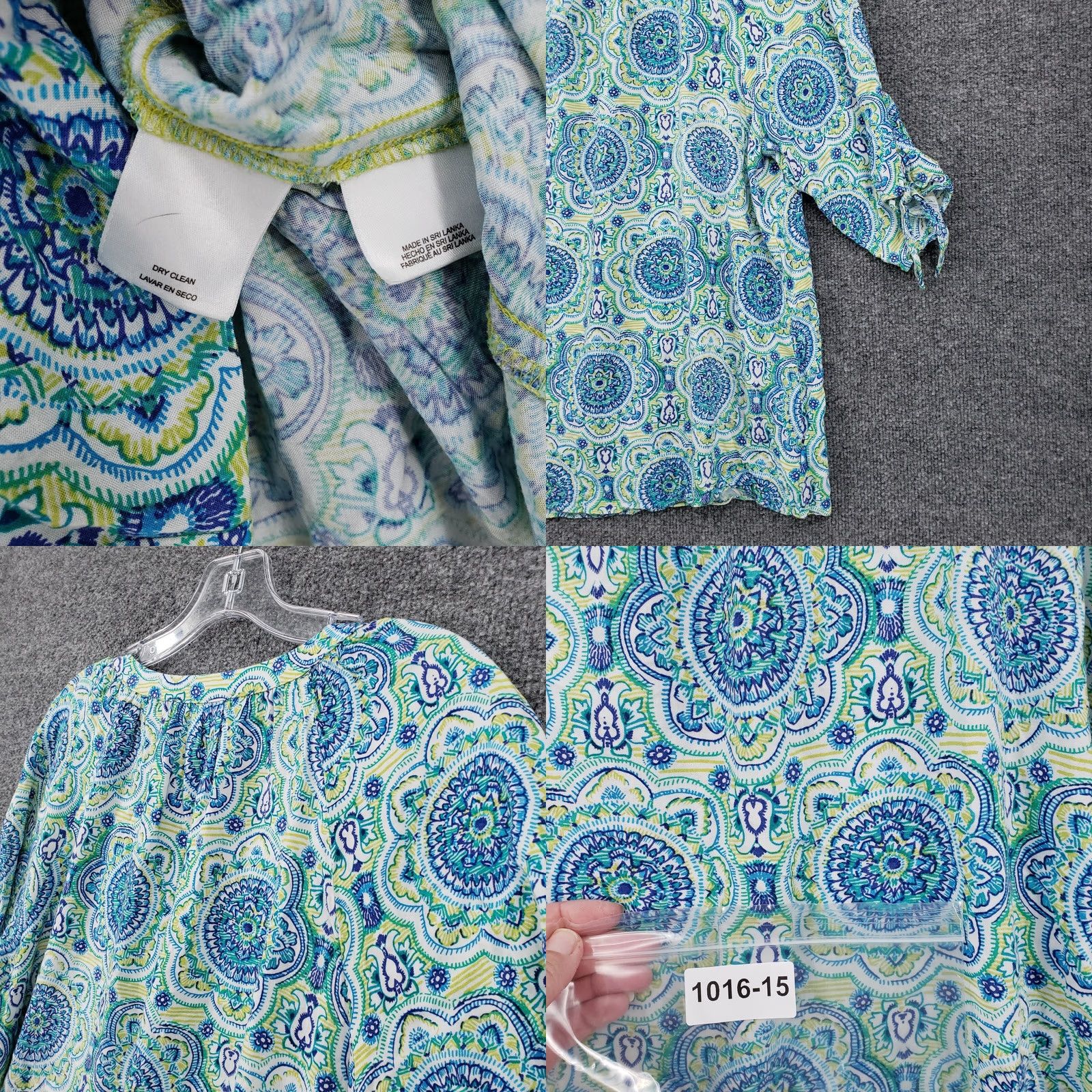 Vintage Cappagallo Blouse Womens Medium M Blue Paisely V Neck Short Sleeve Top Size M / US 6-8 / IT 42-44 - 8 Thumbnail