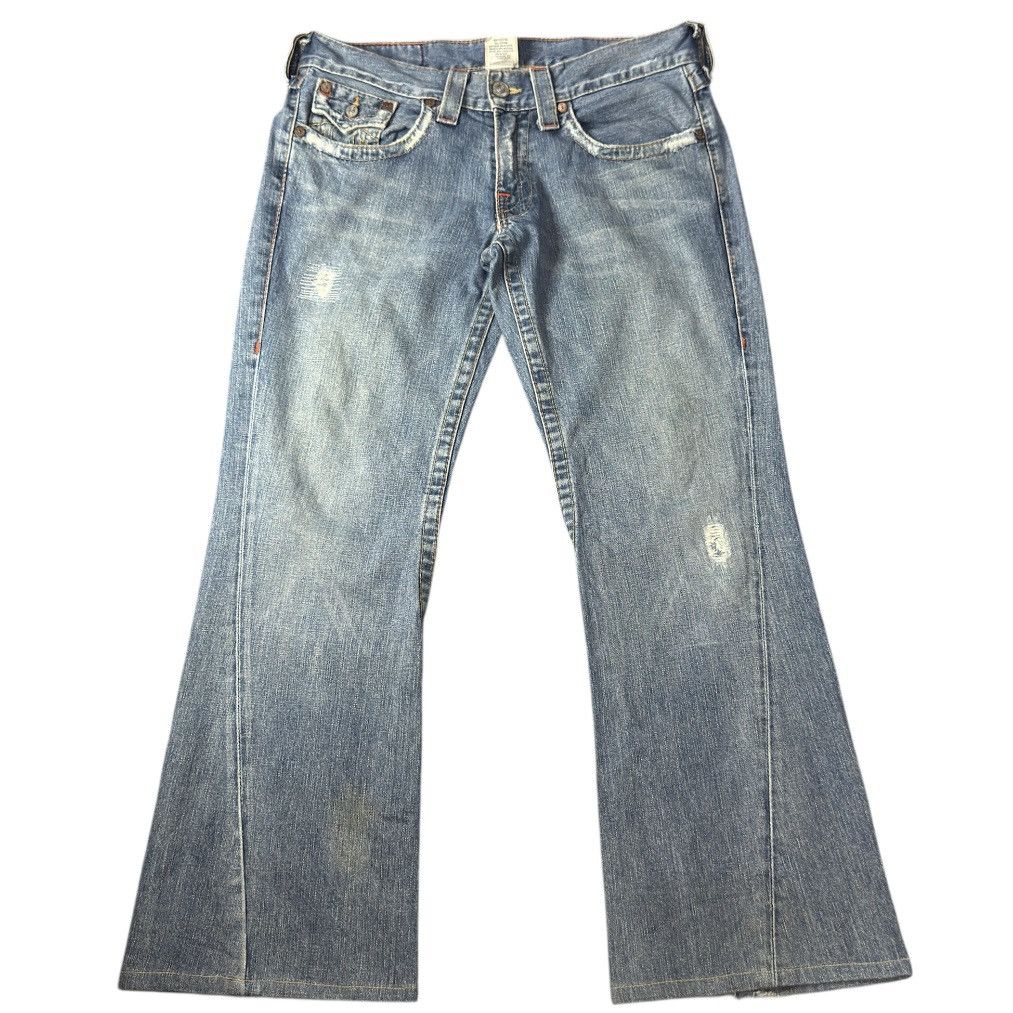 True Religion 🔥🇺🇸 Baggy Flared Distressed Jeans Hysteric Glamour Style Y2k Size US 34 / EU 50 - 2 Thumbnail