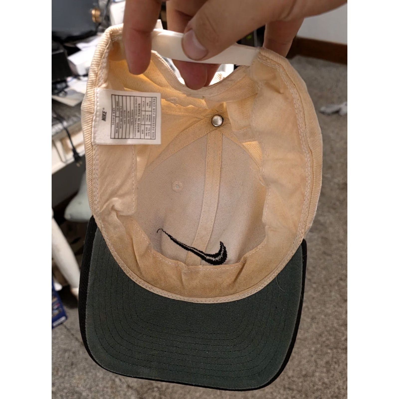 Nike VINTAGE Nike Hat Cap Snapback Mens One Size Black White Swoosh Check 90s Classic Sports Adjustable Size ONE SIZE - 2 Thumbnail