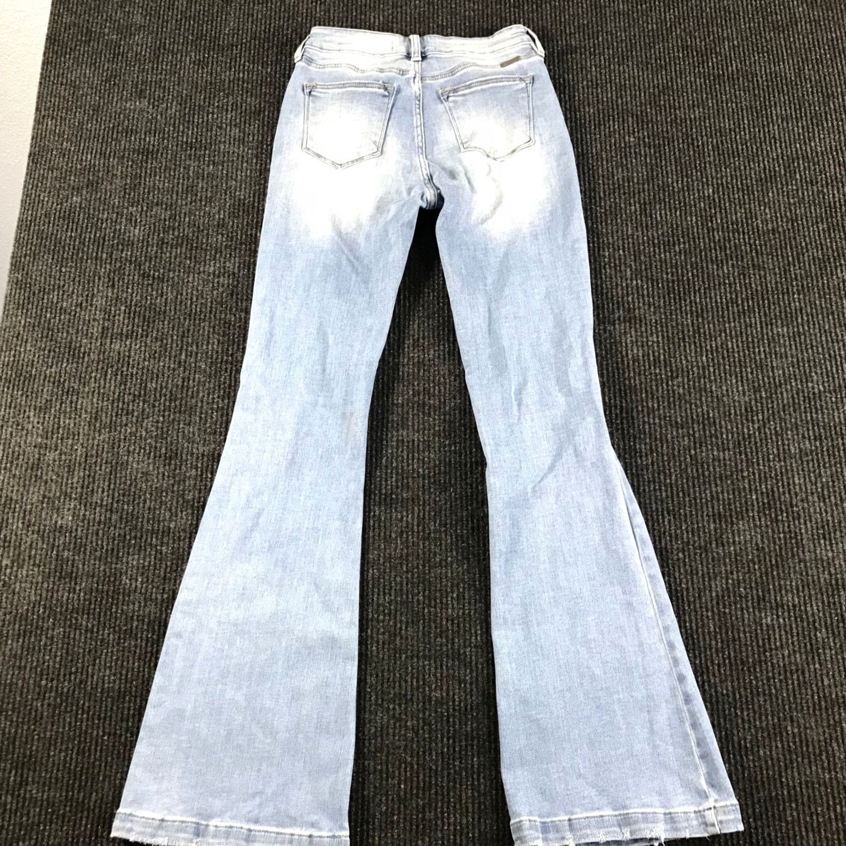 Vintage KanCan Womens High Rise Flare Jeans Light Wash Button Fly Distressed Boho 5-Pocket Denim Blues Women's Jeans Size 30" / US 8 / IT 44 - 4 Thumbnail
