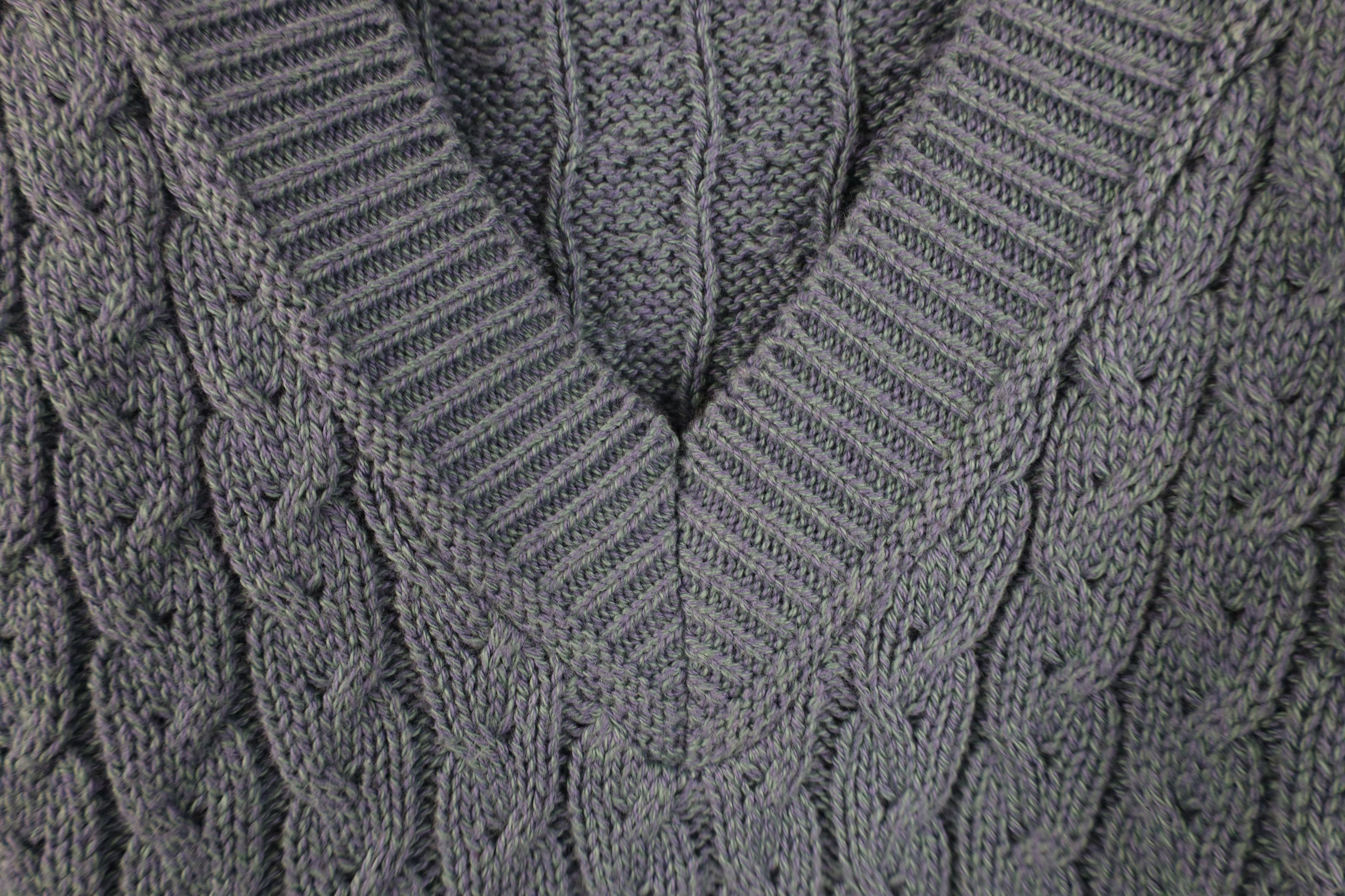 Vintage Vintage 90s Streetwear Cable Knit V-Neck Sweater Blue USA Size US XL / EU 56 / 4 - 5 Thumbnail
