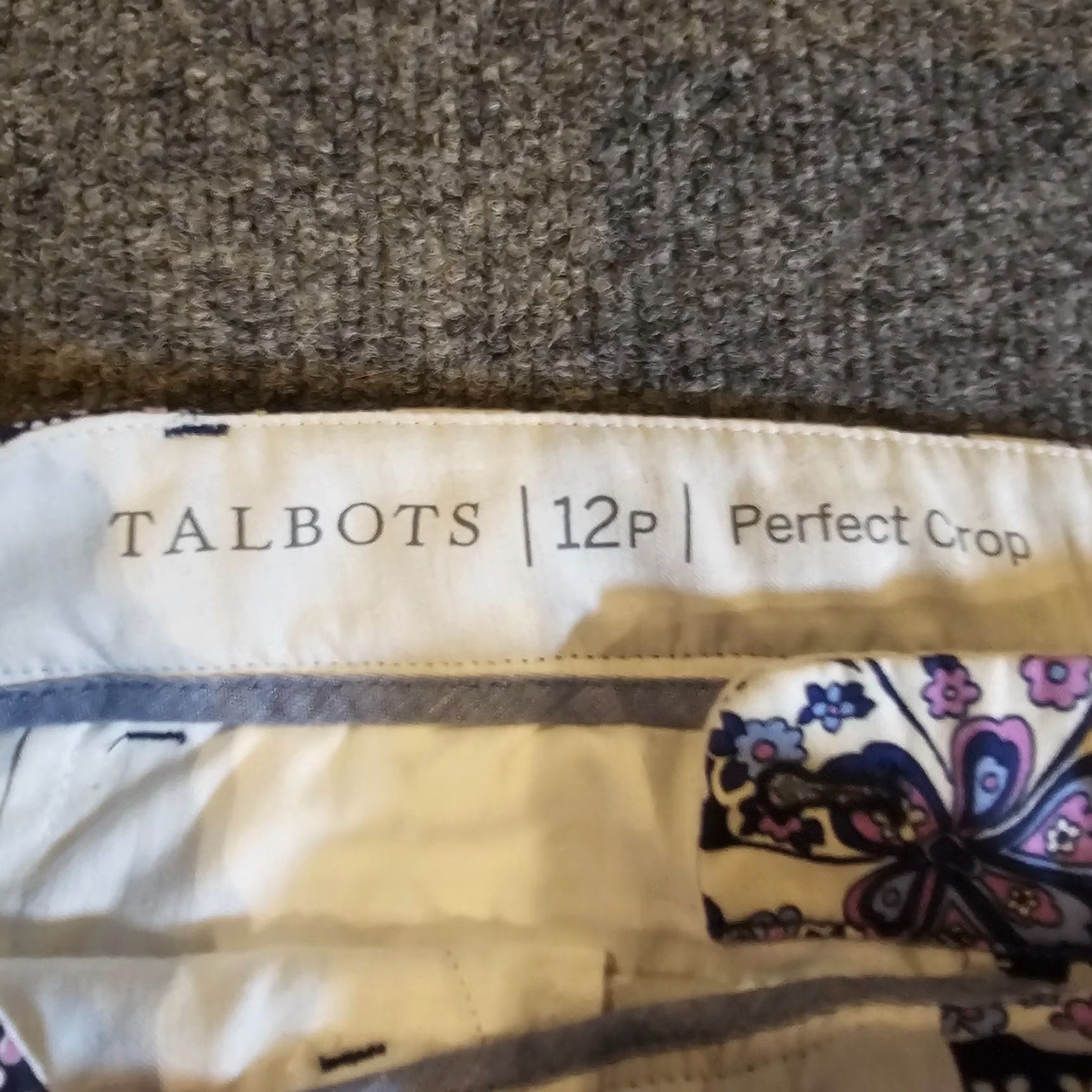 Talbots Talbots Pants Womens 12 Petite Blue Floral Cropped Stretch Classic Career Casual Tailored Front Flat Front Regular Kid/Adult? Size 34" / US 12 / IT 48 - 5 Thumbnail