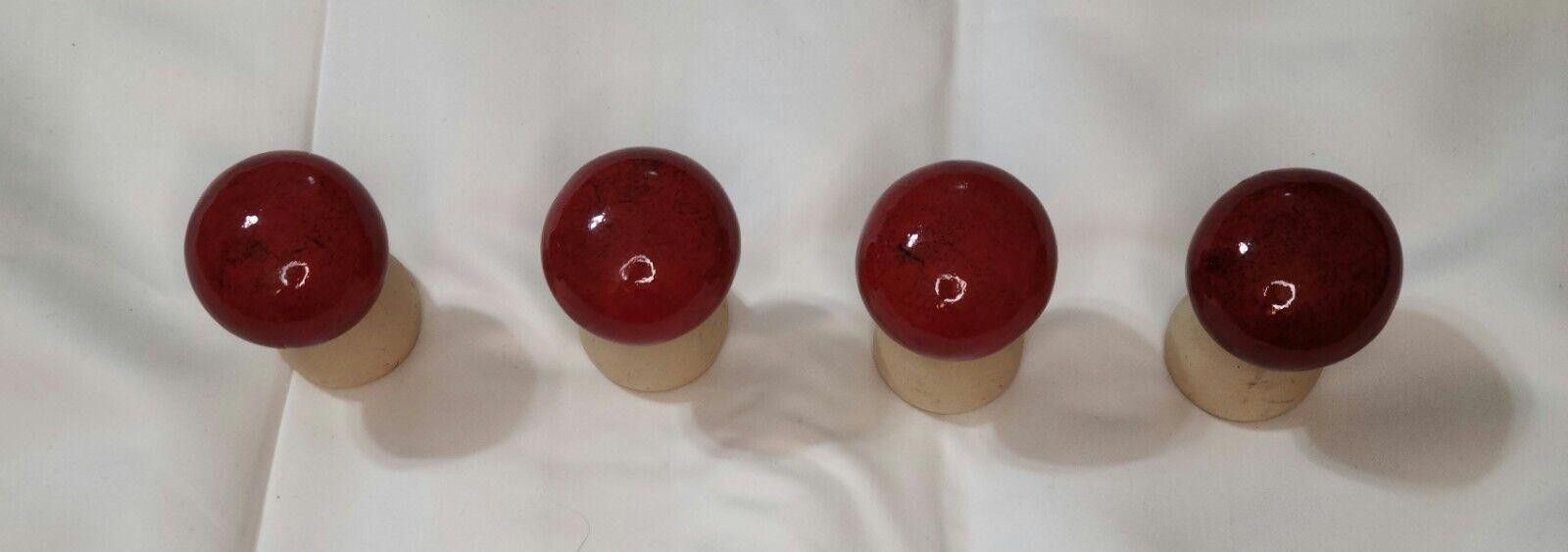 Topman Small Red Ceramic Mushrooms Garden Statue Toadstool Set of 4 Size ONE SIZE - 3 Thumbnail