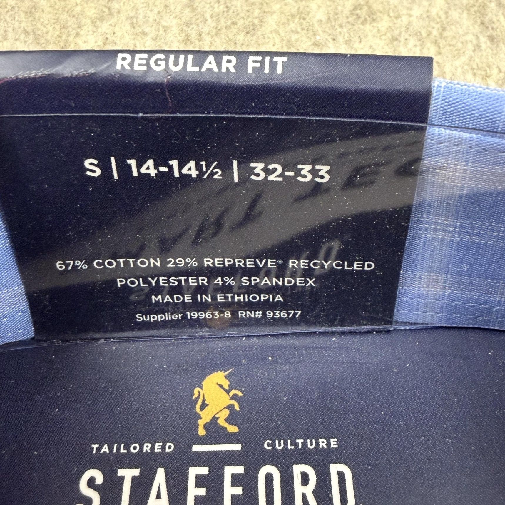 Stafford Stafford Shirt Mens Small Blue Plaid Performance Cotton Polyester Spandex Regular Fit Size US S / EU 44-46 / 1 - 6 Thumbnail