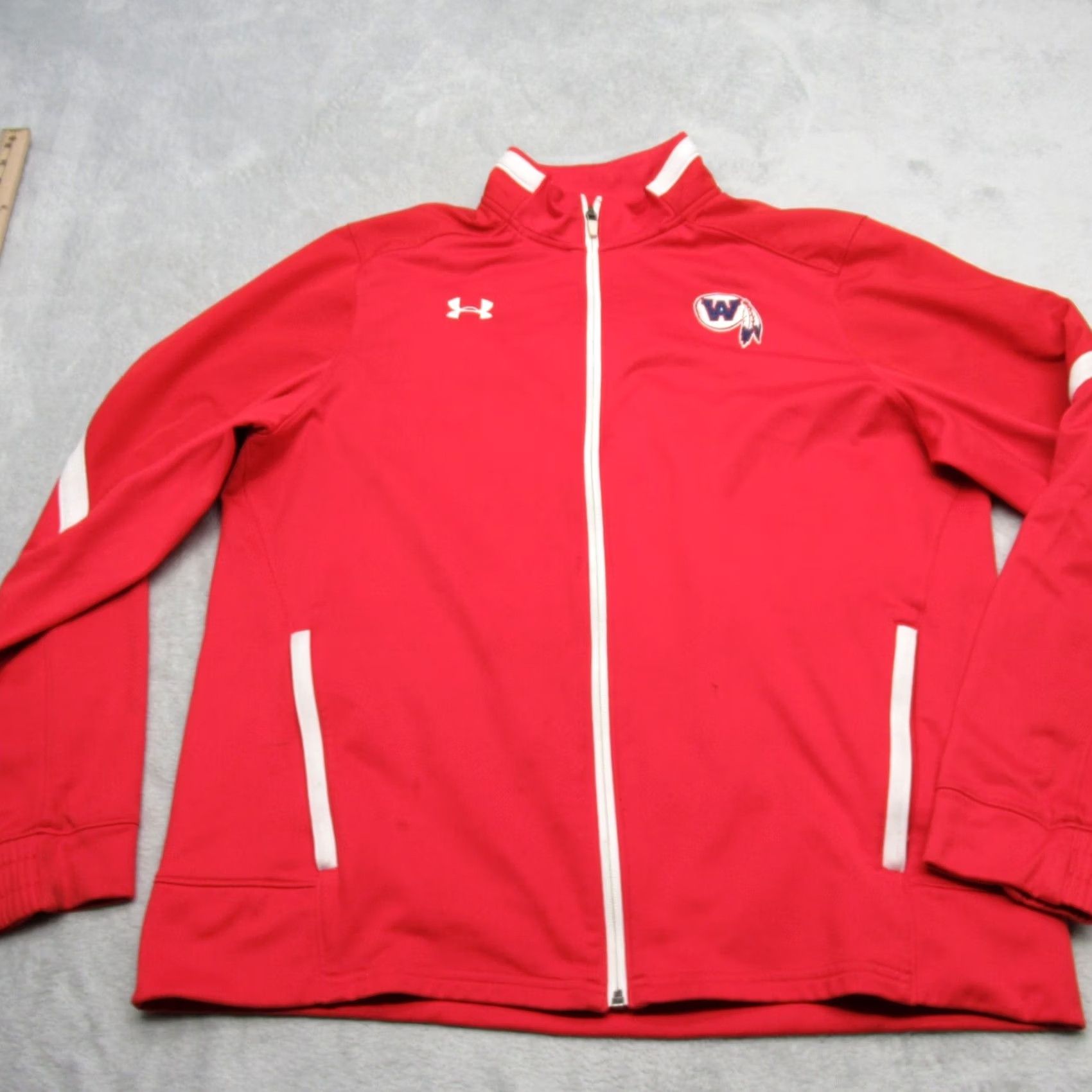 Under Armour VINTAGE Under Armour Jacket Mens Large Red Full Zip All Season Gear Athletic Logo Size US L / EU 52-54 / 3 - 3 Thumbnail