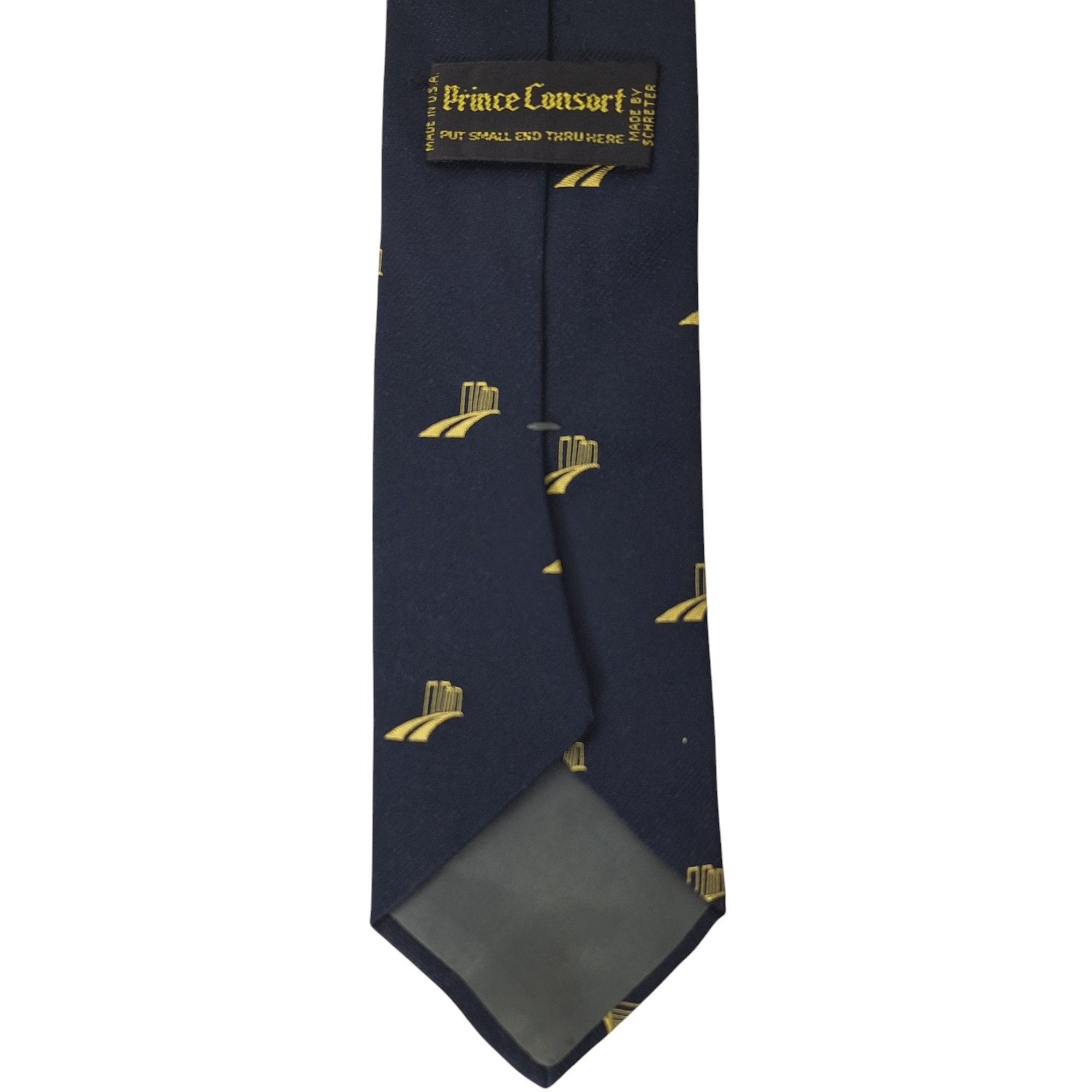 Other Vintage Prince Consort Mens Tie Navy Blue Yellow Skyline Cit Size ONE SIZE - 6 Thumbnail