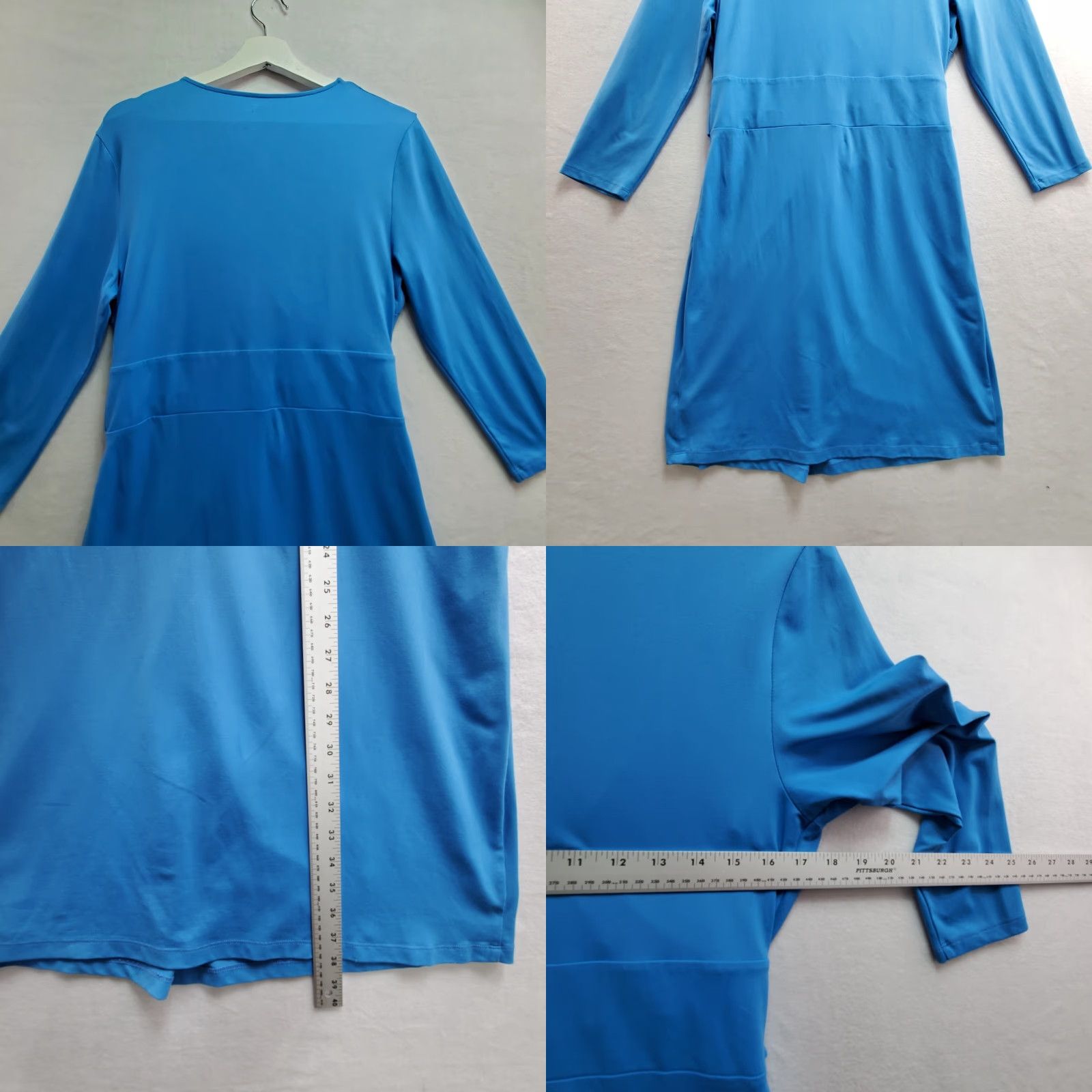 Talbots Talbots Faux Wrap Dress Women's Large Petite Blue Nylon Stretch Surplice Neck Dress Size L / US 10 / IT 46 - 8 Thumbnail