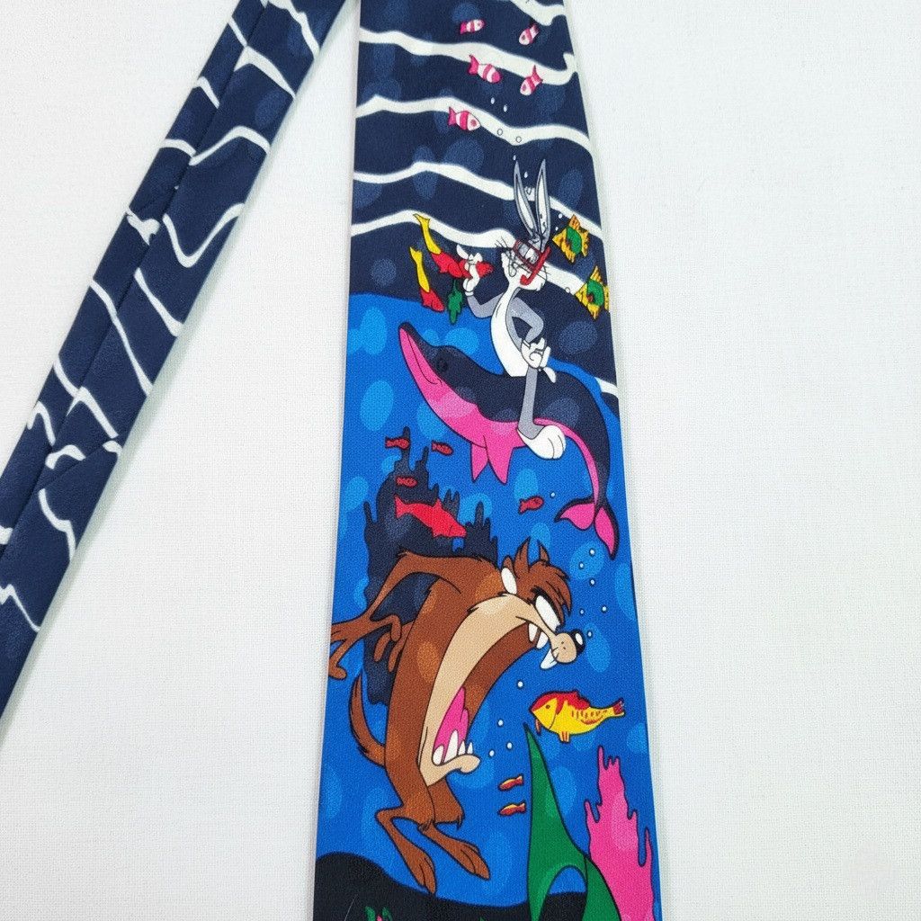 Warner Bros Looney Toons 58x4" Tie Vintage 1993 Cartoon 100% Silk Fudd Size ONE SIZE - 5 Thumbnail