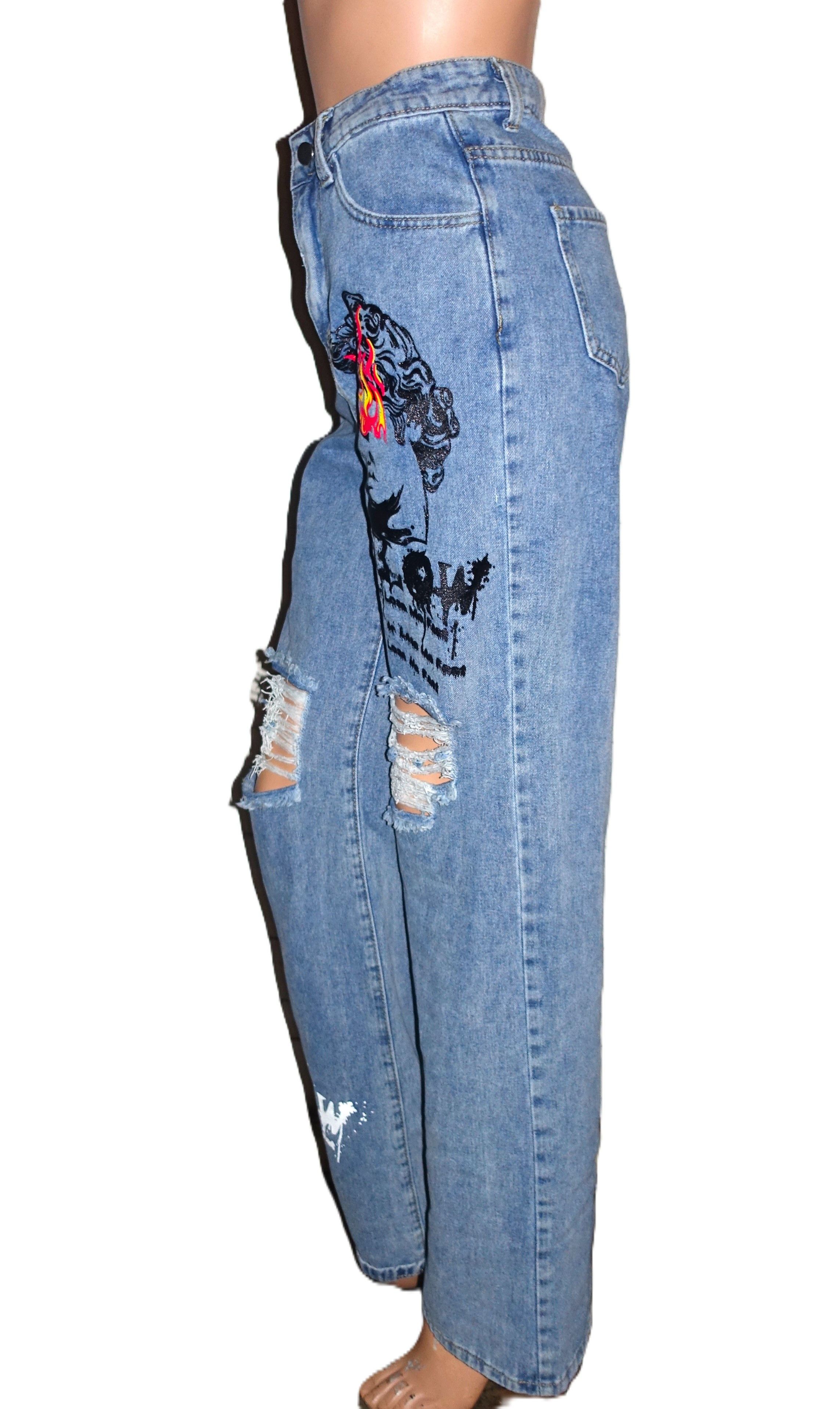 Shein Shein High Waist Frayed Ripped Jeans 2 Size 25" / US 0 / IT 36 - 3 Thumbnail