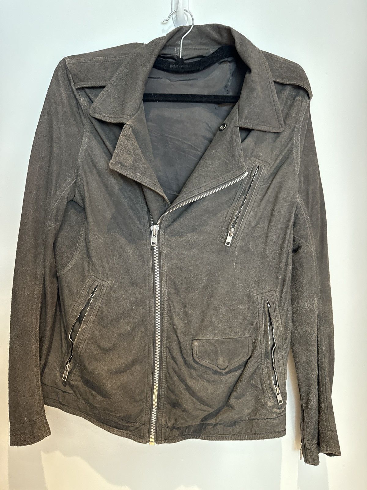 ね*ぴ様 Rick Owens IES Blistered LeatherJac RICK OWENS - Blistered lamb leather jacket with a side