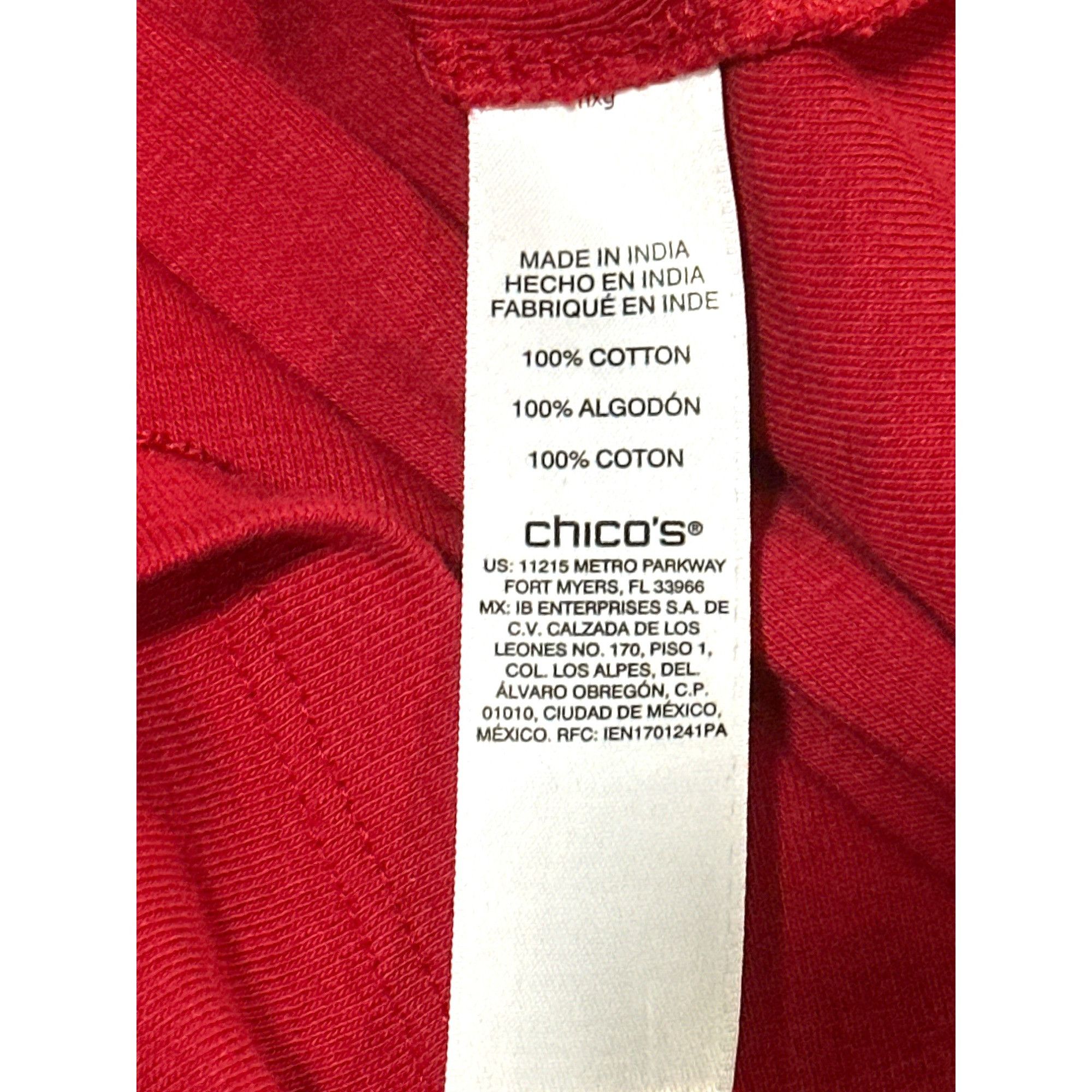 Chicos Chicos Red Long Sleeve Tee Classic Soft Stretch Casual Top S Size L / US 10 / IT 46 - 6 Thumbnail