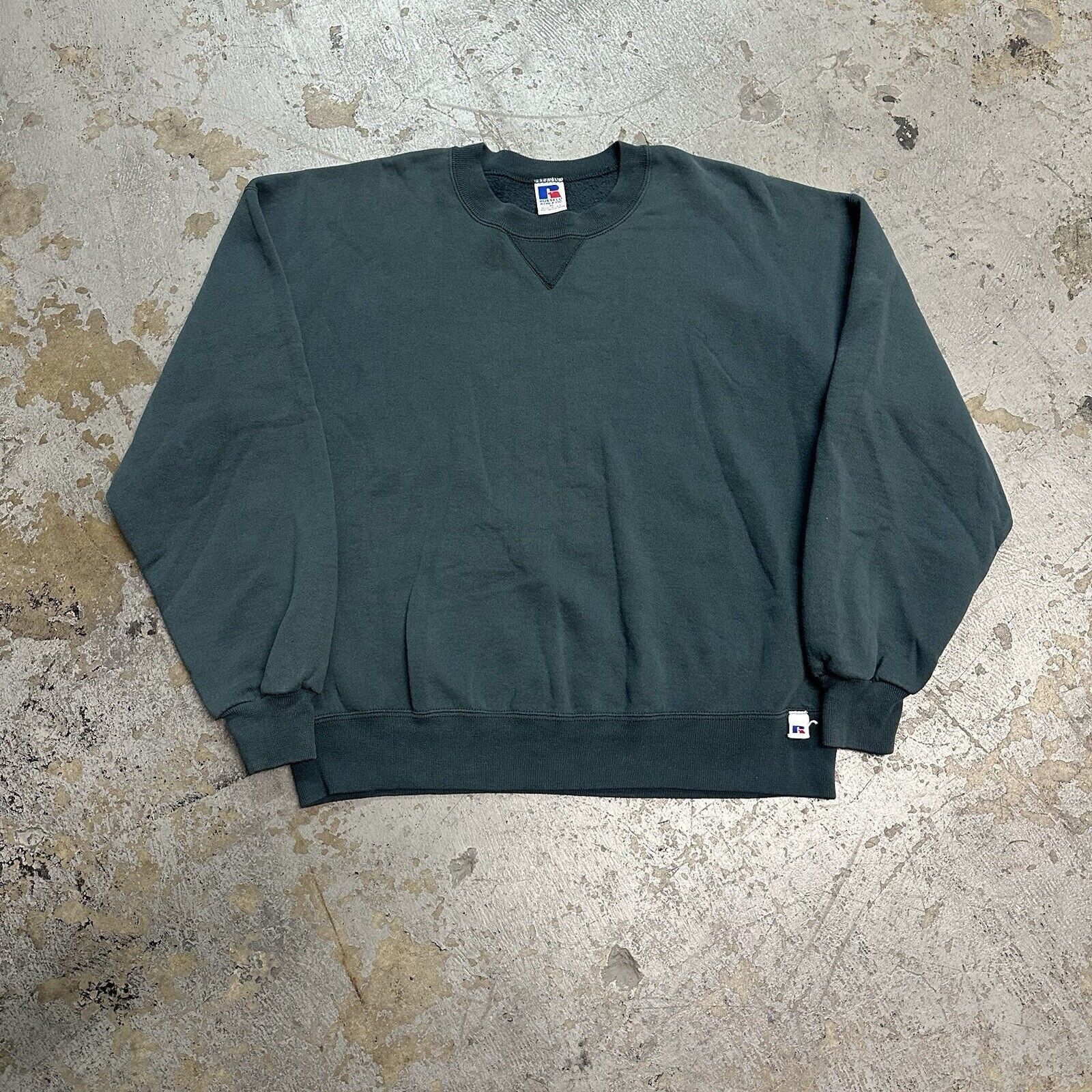 Russell Athletic × Vintage Vintage 90s Russell Athletic Green Sweatshirt XL Made In USA Size US XL / EU 56 / 4 - 1 Thumbnail