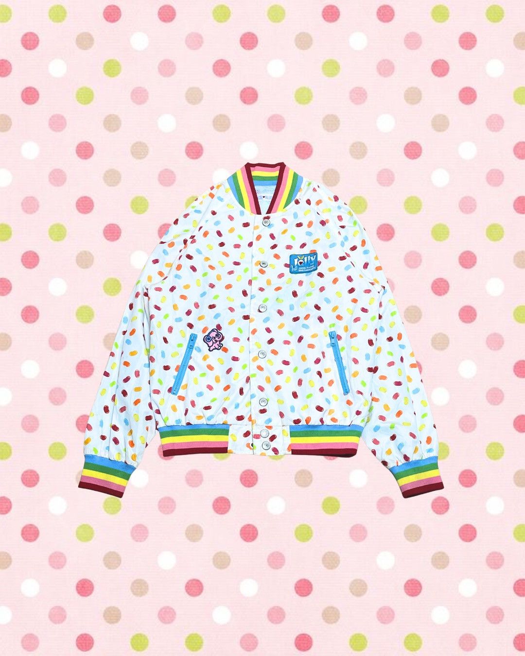 Angel Blue Angel Blue Jolly Jelly Bean Print Rainbow Varsity Jacket Y2K Size S / US 4 / IT 40 - 1 Thumbnail