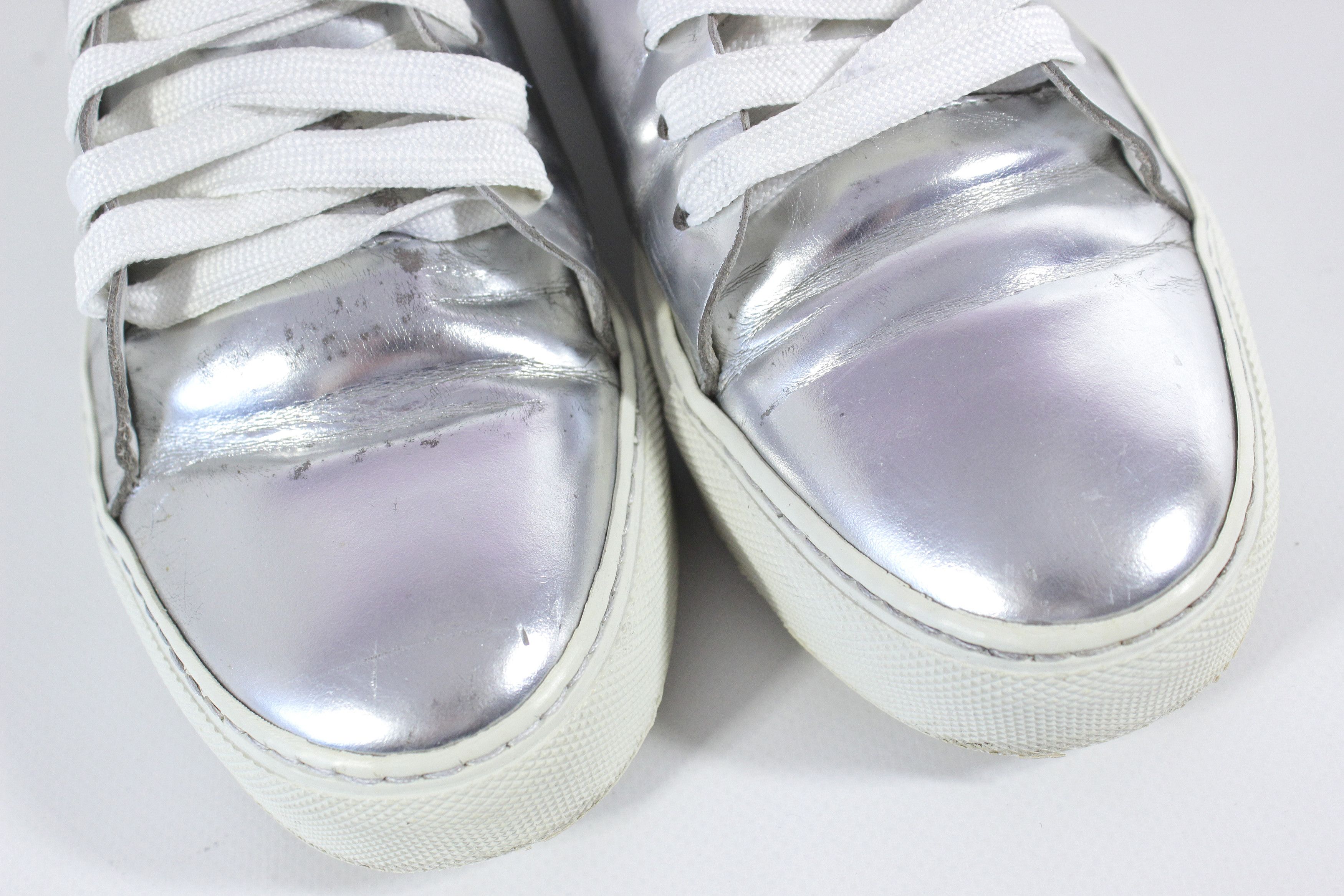 Acne Studios Silver Patent Leather Low Sneakers Size US 7 / IT 37 - 4 Thumbnail